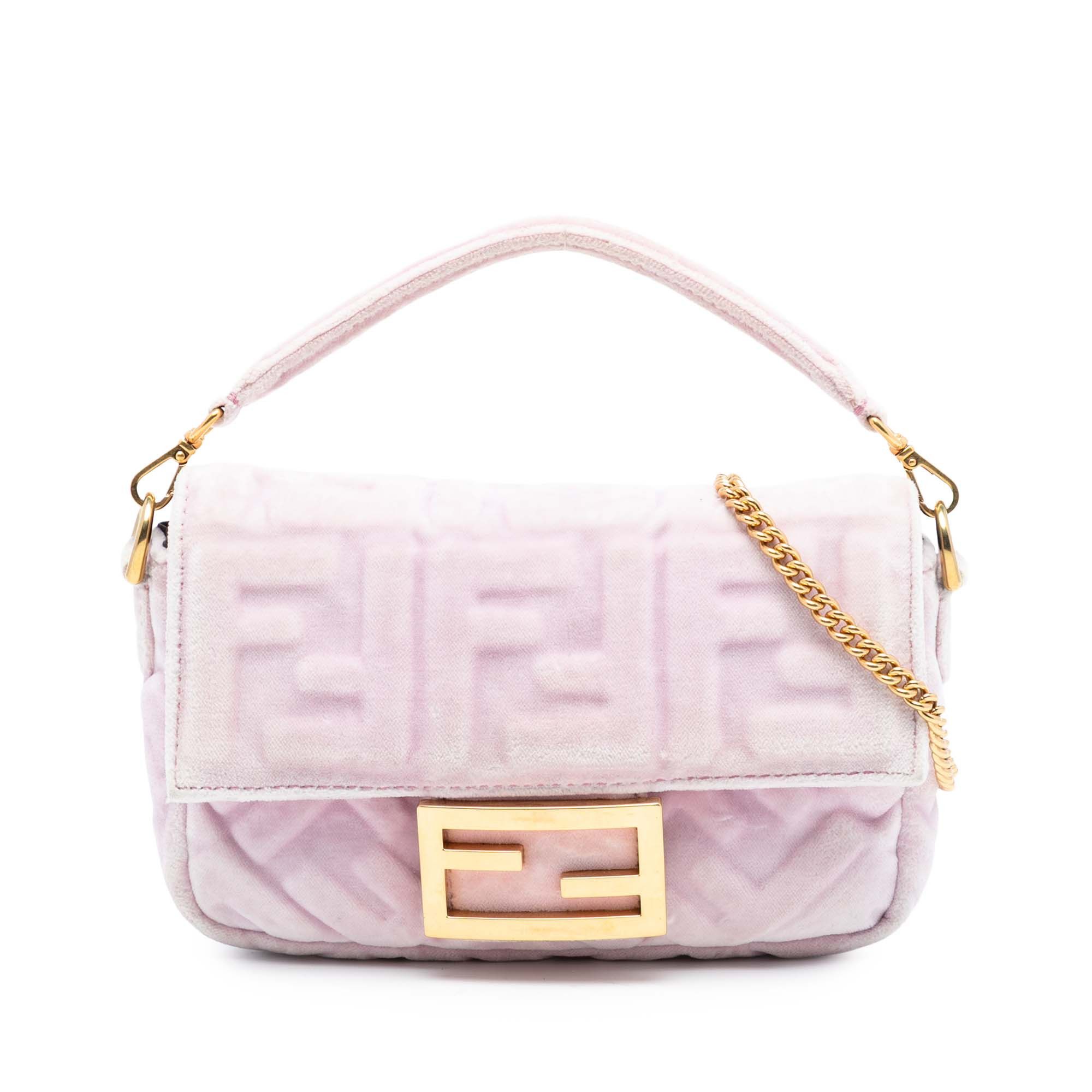 Fendi Mini Zucca Embossed Velvet Baguette Satchel