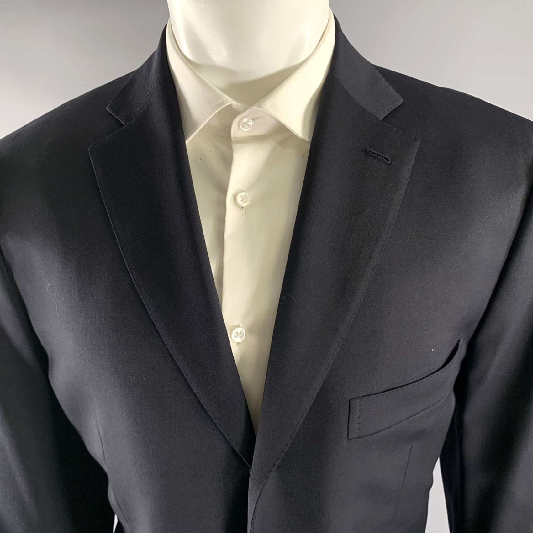 Isaia ISAIA Sport Coat Black Wool Size 42 Notch Lapel Men Size US XS / EU 42 / 0 - 2 Thumbnail