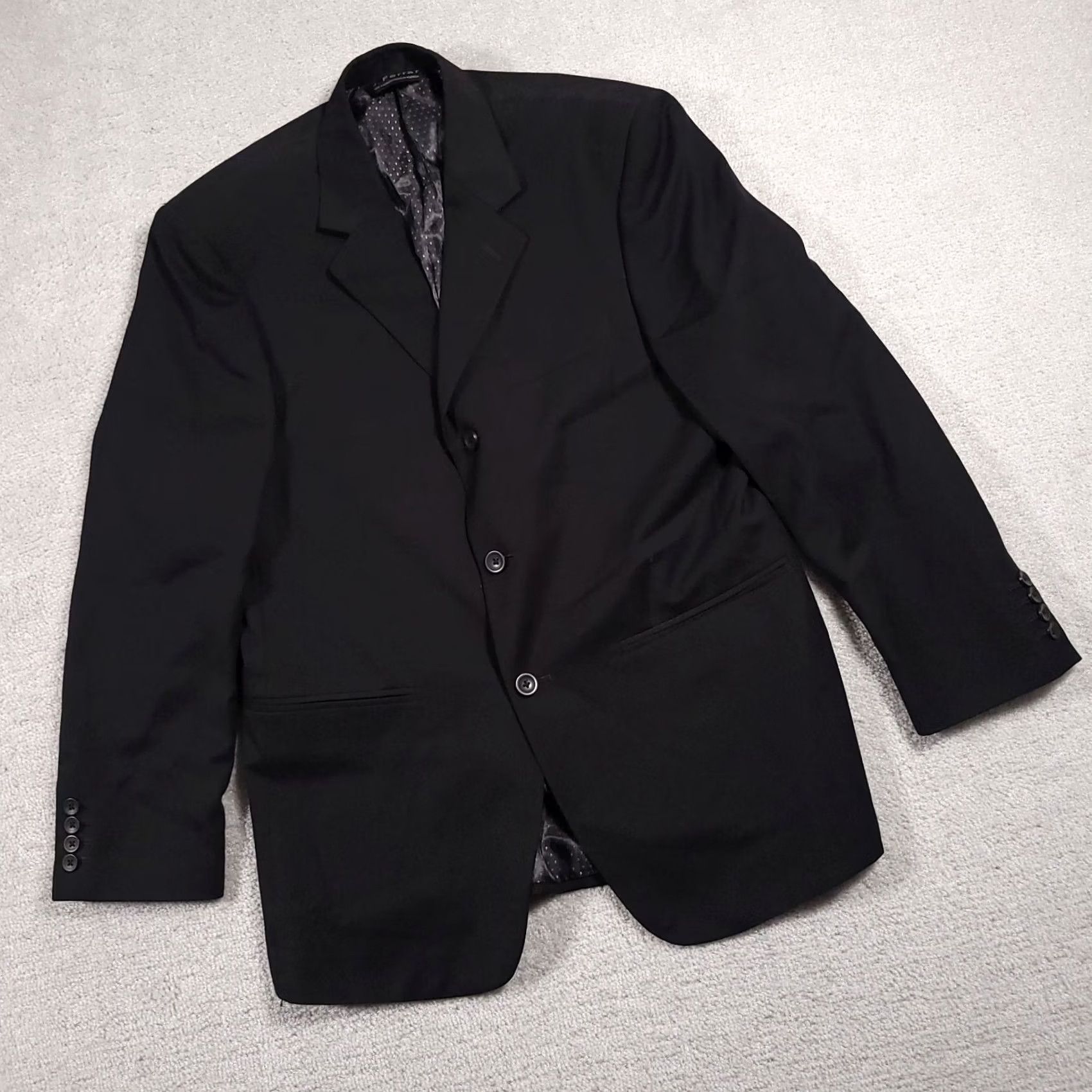 Vintage JF J.Ferrar 3 Button Black Suit Blazer Sports Coat Mens 38S Shoulder Pads Blazer Mens Regular 38 Black Cardinal? Size 38R - 2 Thumbnail