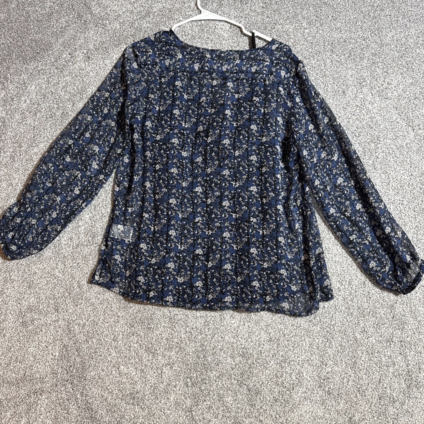 Vintage Jaclyn Smith Blouse Tank Top Women Size L Blue Floral Round Neck Button Long Sleeve Casual Vintage: No Menus Size L / US 10 / IT 46 - 7 Thumbnail