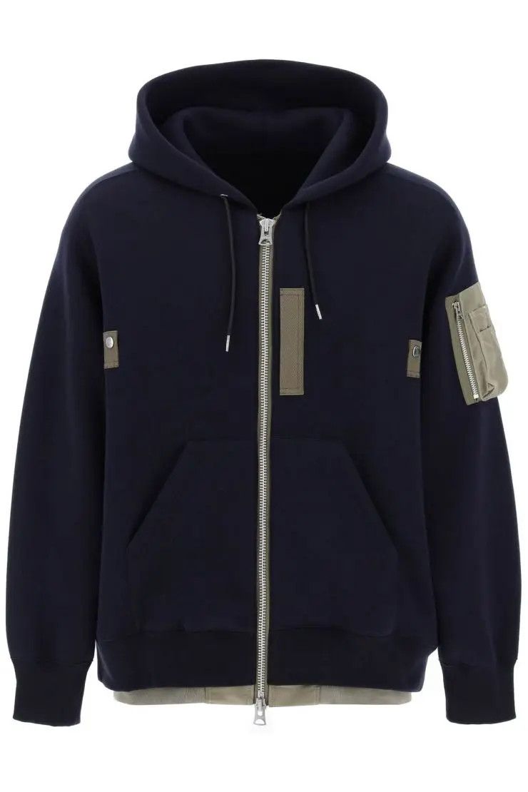 image of Sacai O1S22I1N0324 Zip Hoodie In Blue, Men's (Size Small)