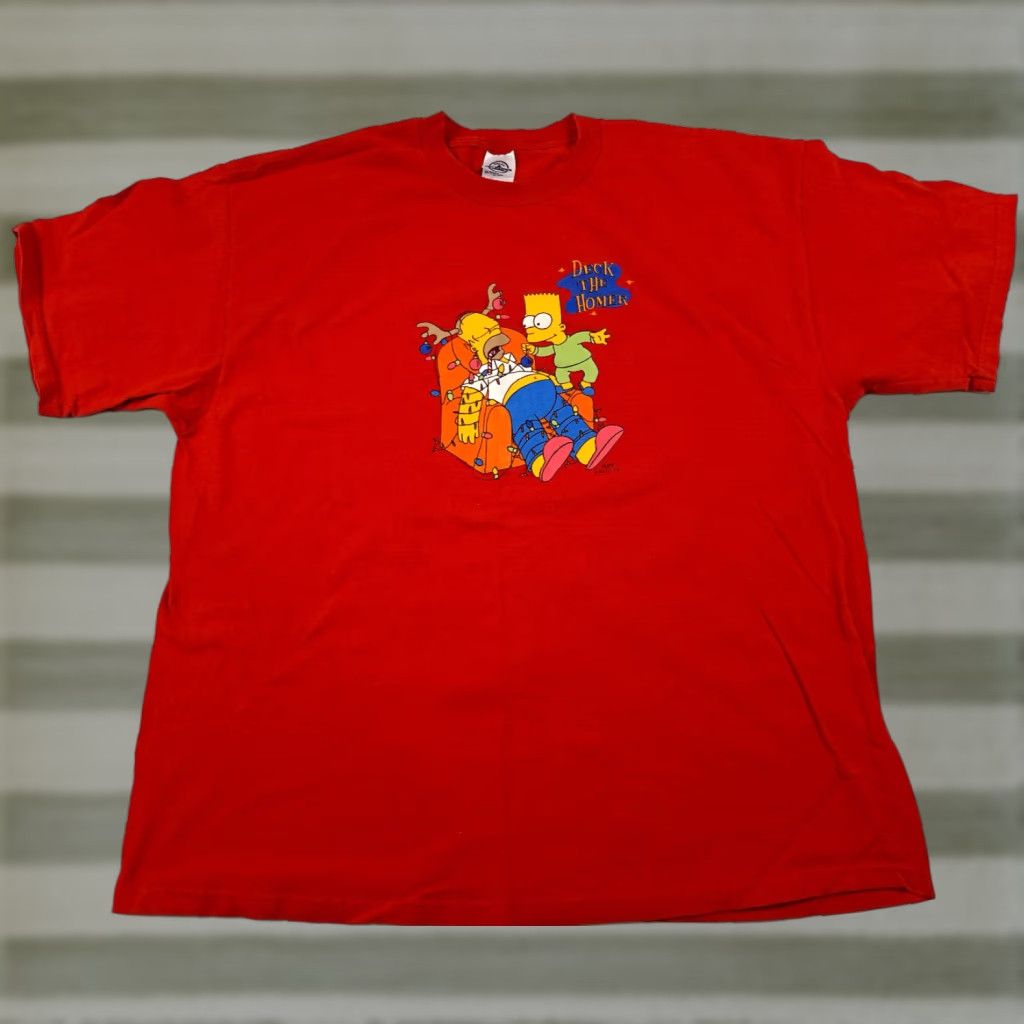 Delta Delta Simpsons Christmas Tee Deck the Homer T-Shirt 2XL Red Mens Short Sleeve Christmas 2XL Size US XXL / EU 58 / 5 - 1 Thumbnail