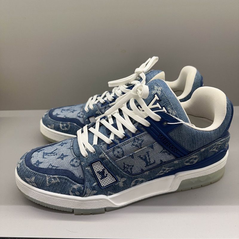 Louis Vuitton Louis Vuitton Blue Denim Low-Top Sneakers 0089 Size US 9 / EU 42 - 1 Thumbnail