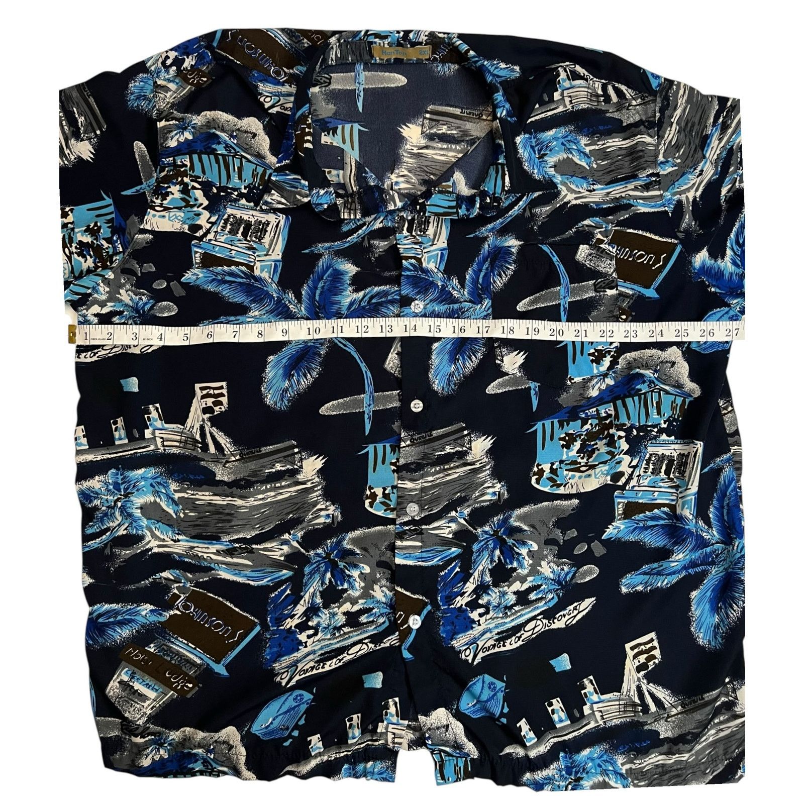Other HanTon Men’s Hawaiian Shirt 2XL Blue Palm Tree Island Aloha Size US XXL / EU 58 / 5 - 10 Thumbnail