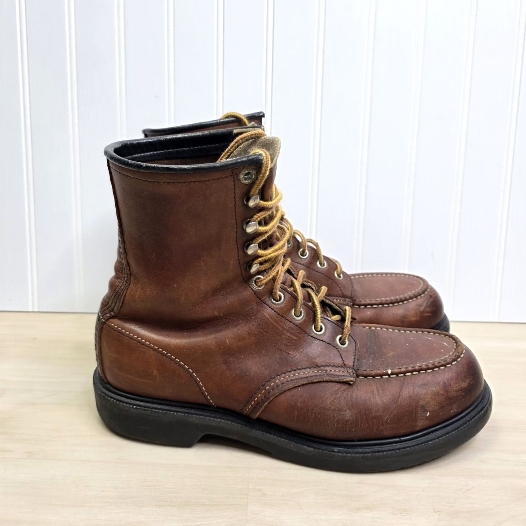 Vintage VINTAGE Red Wing 4440 Moc Toe Boots Brown Steel Toe Men's Size 9 E USA Size US 9 / EU 42 - 2 Thumbnail