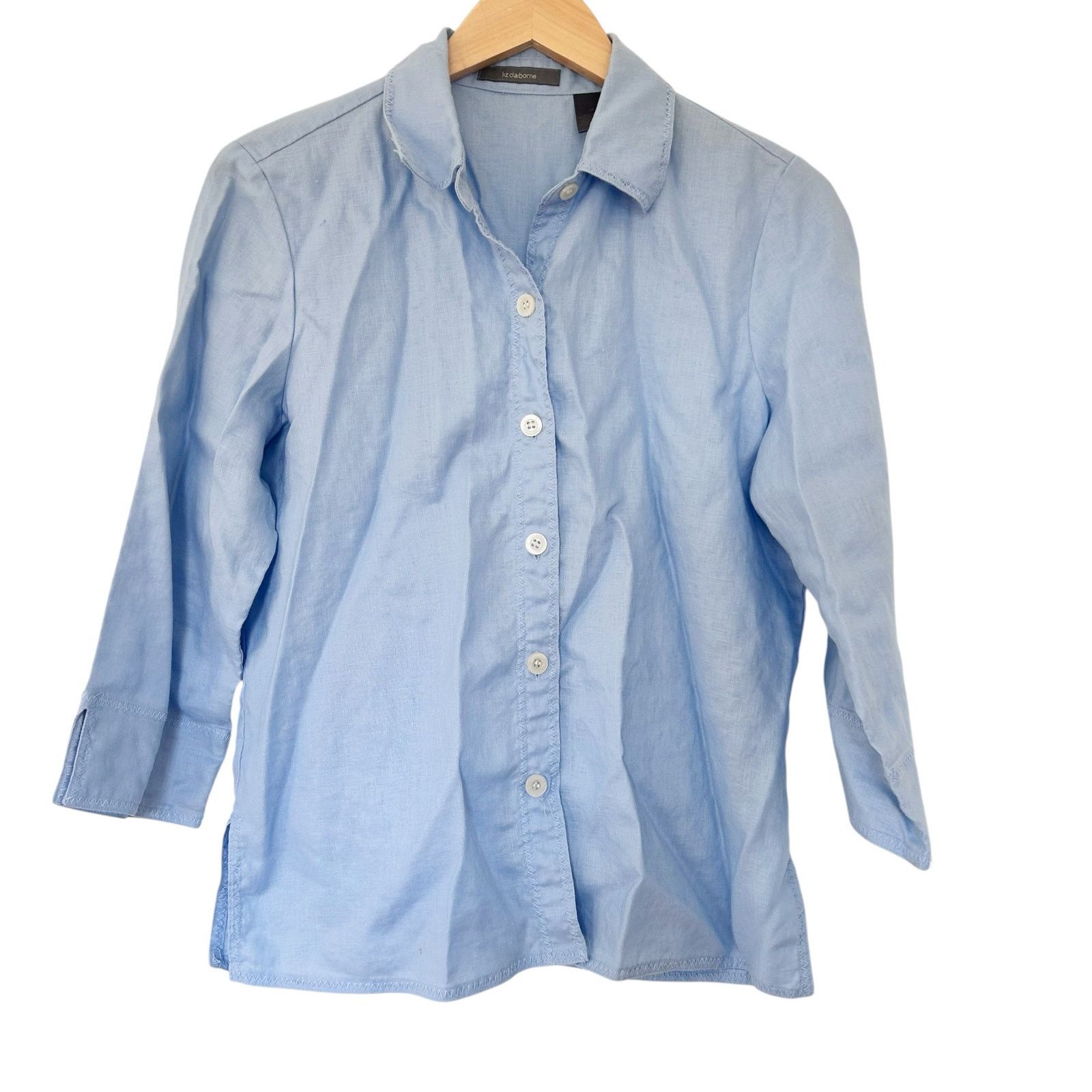 Other Liz Claiborne Blue 100% Linen Tank Top & Button Down Set M Size M / US 6-8 / IT 42-44 - 4 Thumbnail