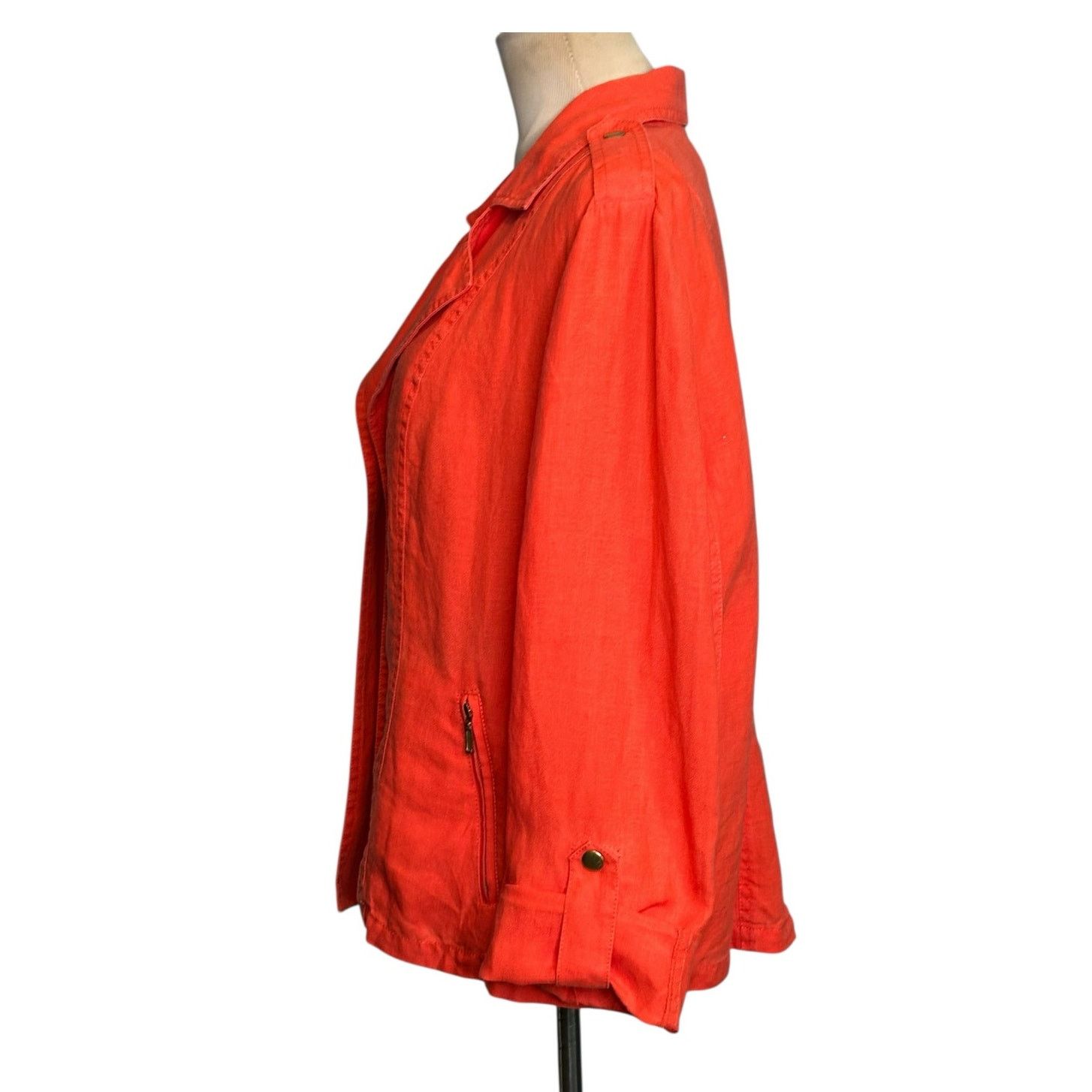 Chicos Chico’s orange linen open front moto jacket size 2 - large Size L / US 10 / IT 46 - 6 Thumbnail