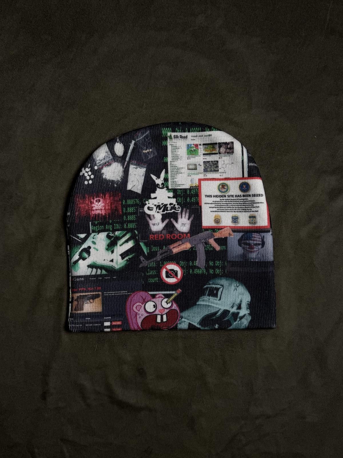Other Reversible Cyberpunk Graphic No Cuff Knit Black Beanie Hat Size ONE SIZE - 5 Thumbnail