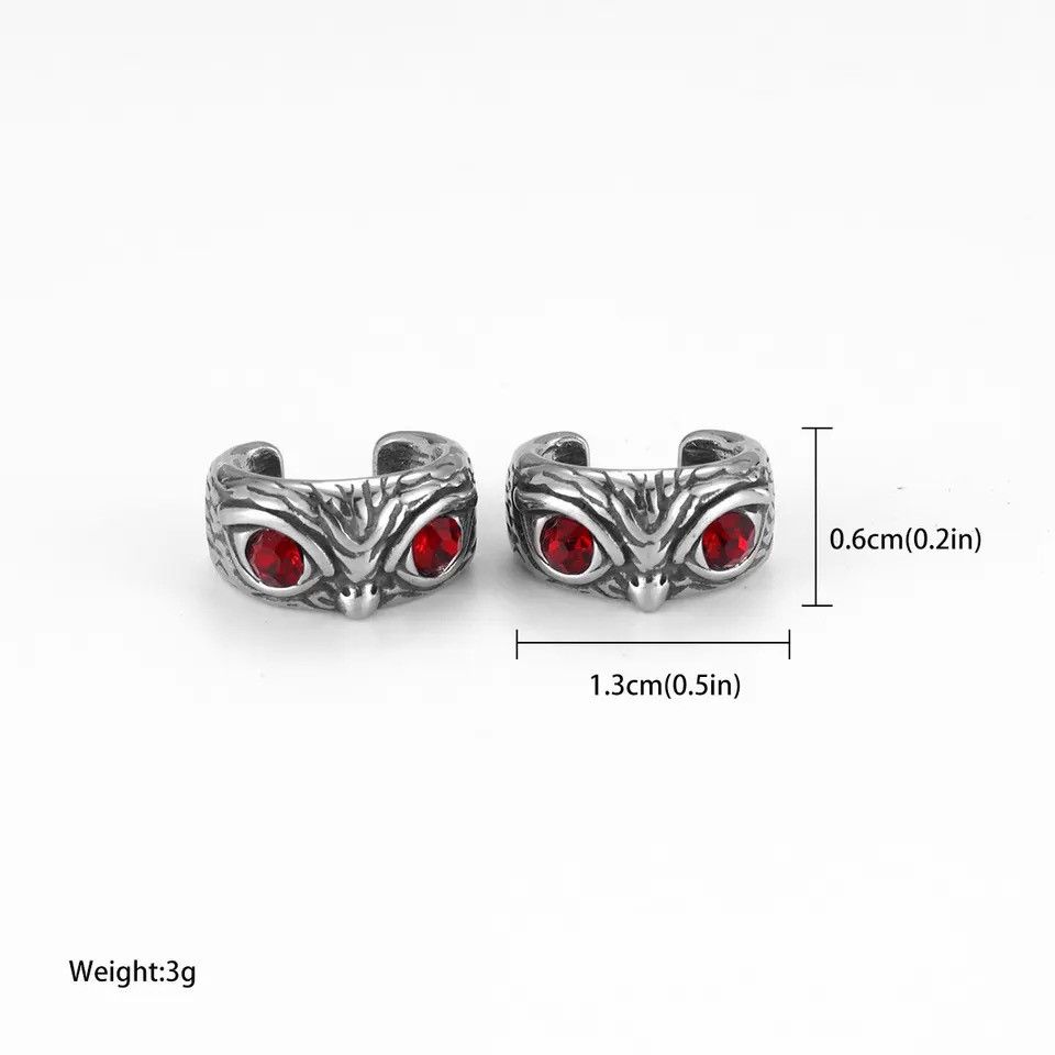 Jewelry Zircon Inlay Owl Shape Clip Earring Size ONE SIZE - 4 Thumbnail