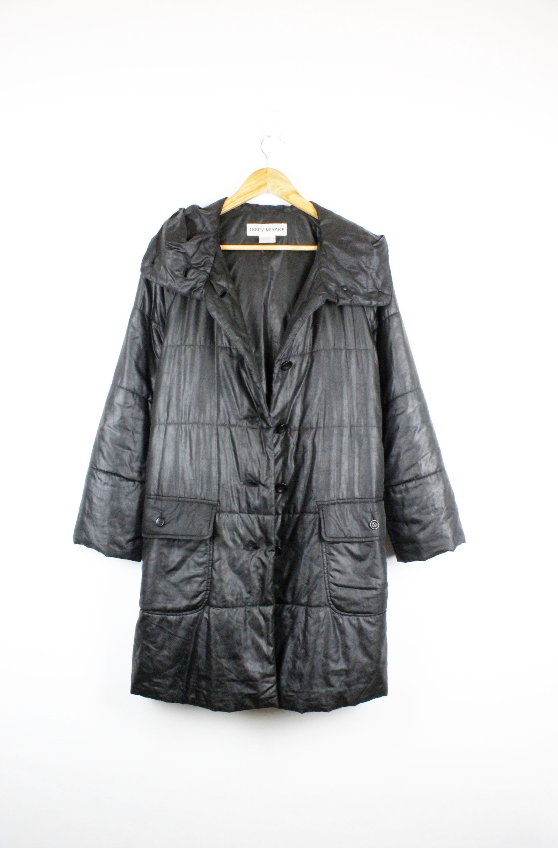 Issey Miyake × Japanese Brand × Vintage Wmns Issey Miyake Cracked Fabric Hooded Parka Jacket Size M / US 6-8 / IT 42-44 - 8 Thumbnail