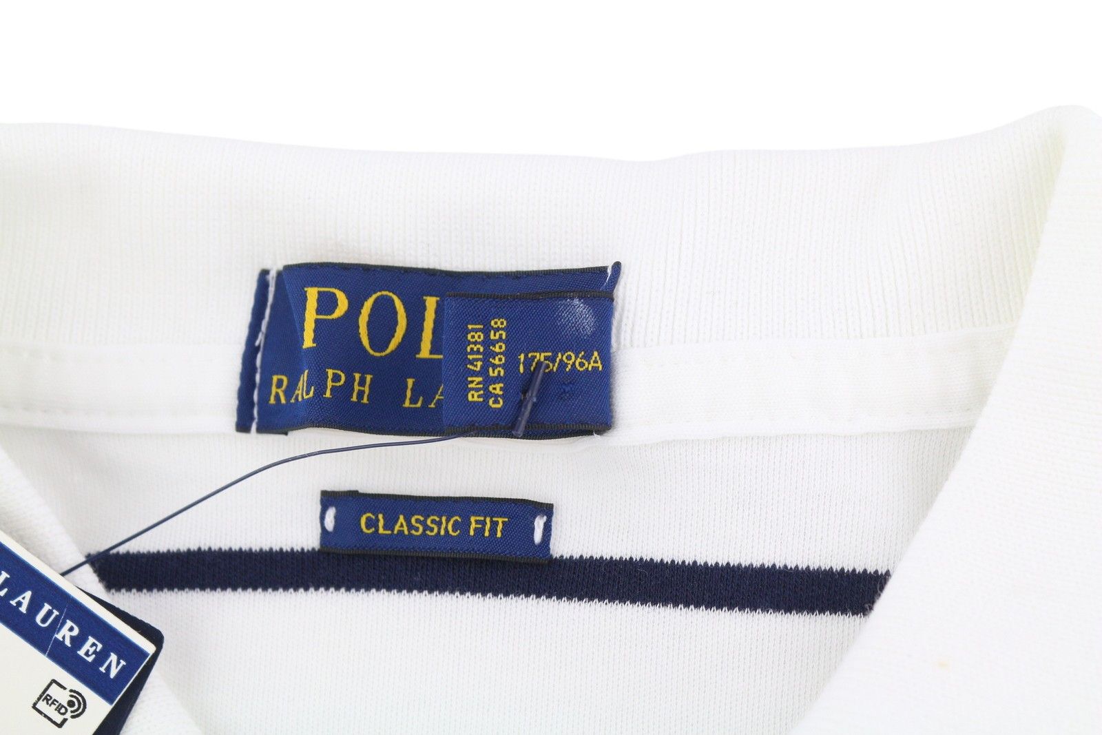 Polo Ralph Lauren CLASSIC FIT M White Short Sleeve Striped Polo Neck 84554 Size US M / EU 48-50 / 2 - 6 Thumbnail