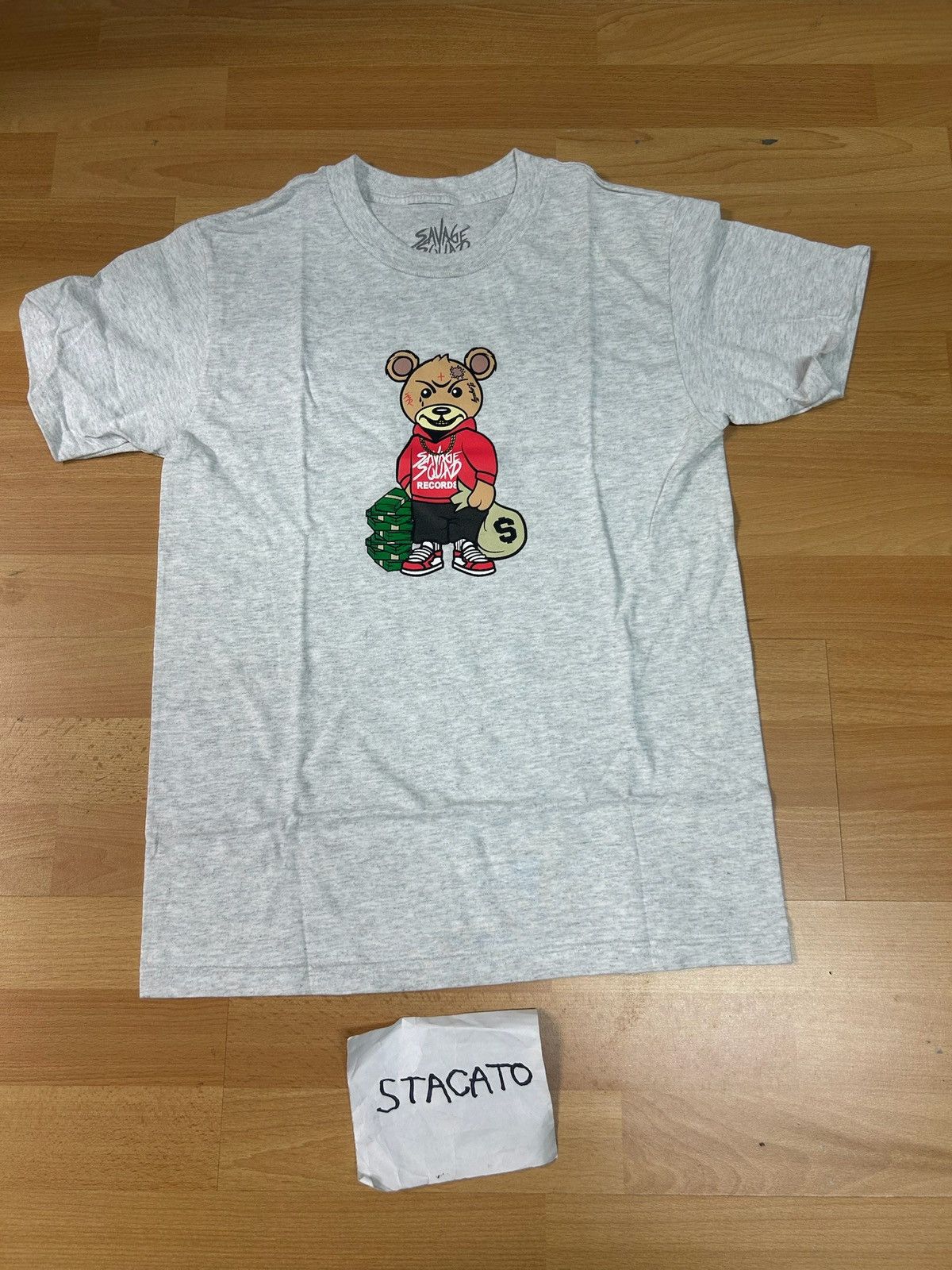 Fredo Santana × Rap Tees Fredo Santana Savage Squad Records Bear Tee Grey Size US S / EU 44-46 / 1 - 1 Thumbnail