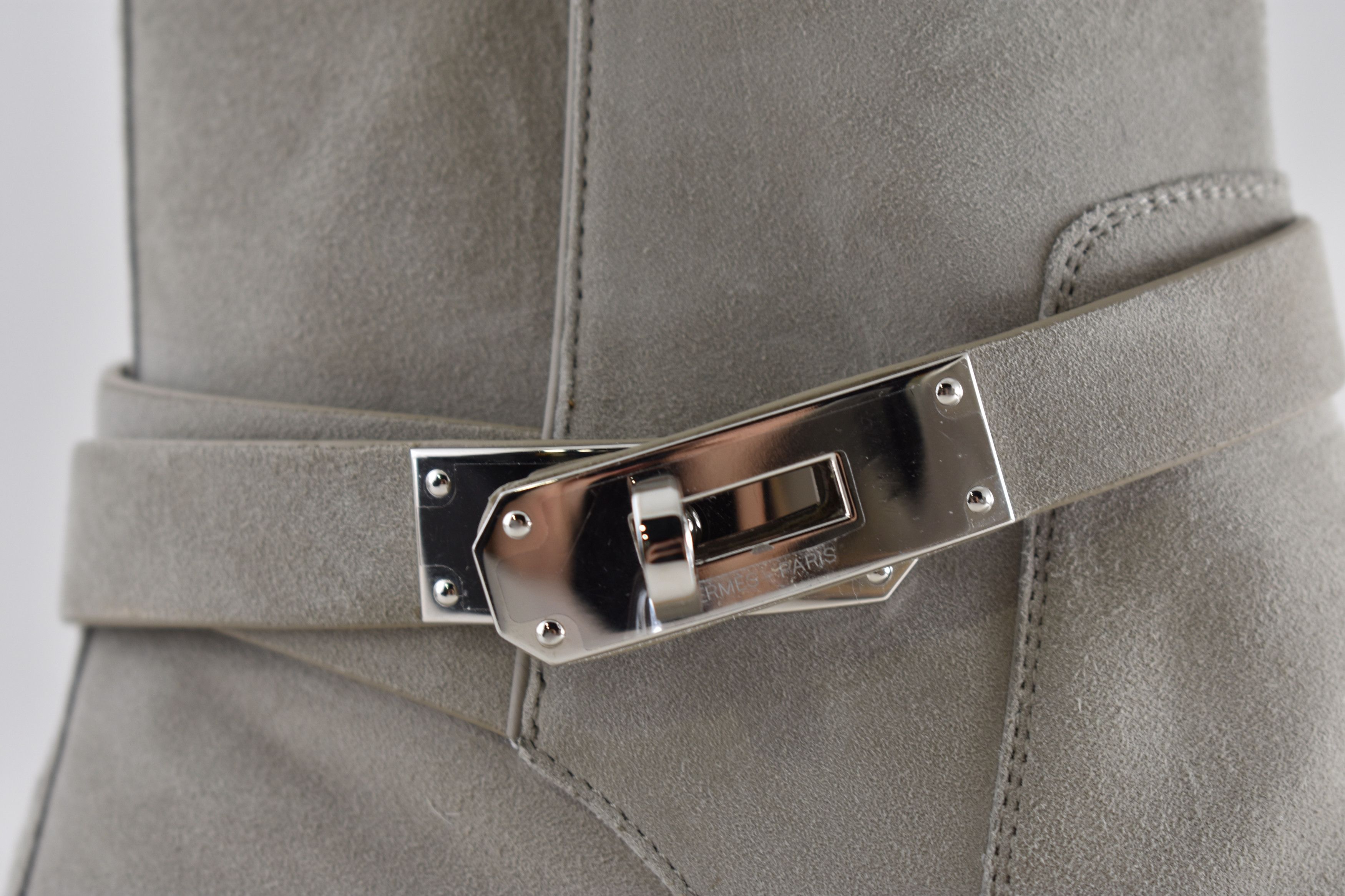 Hermes Hermes Jeff Ankle Boot Galet Suede Kelly Lock Buckle 40 Size US 10 / IT 40 - 8 Thumbnail