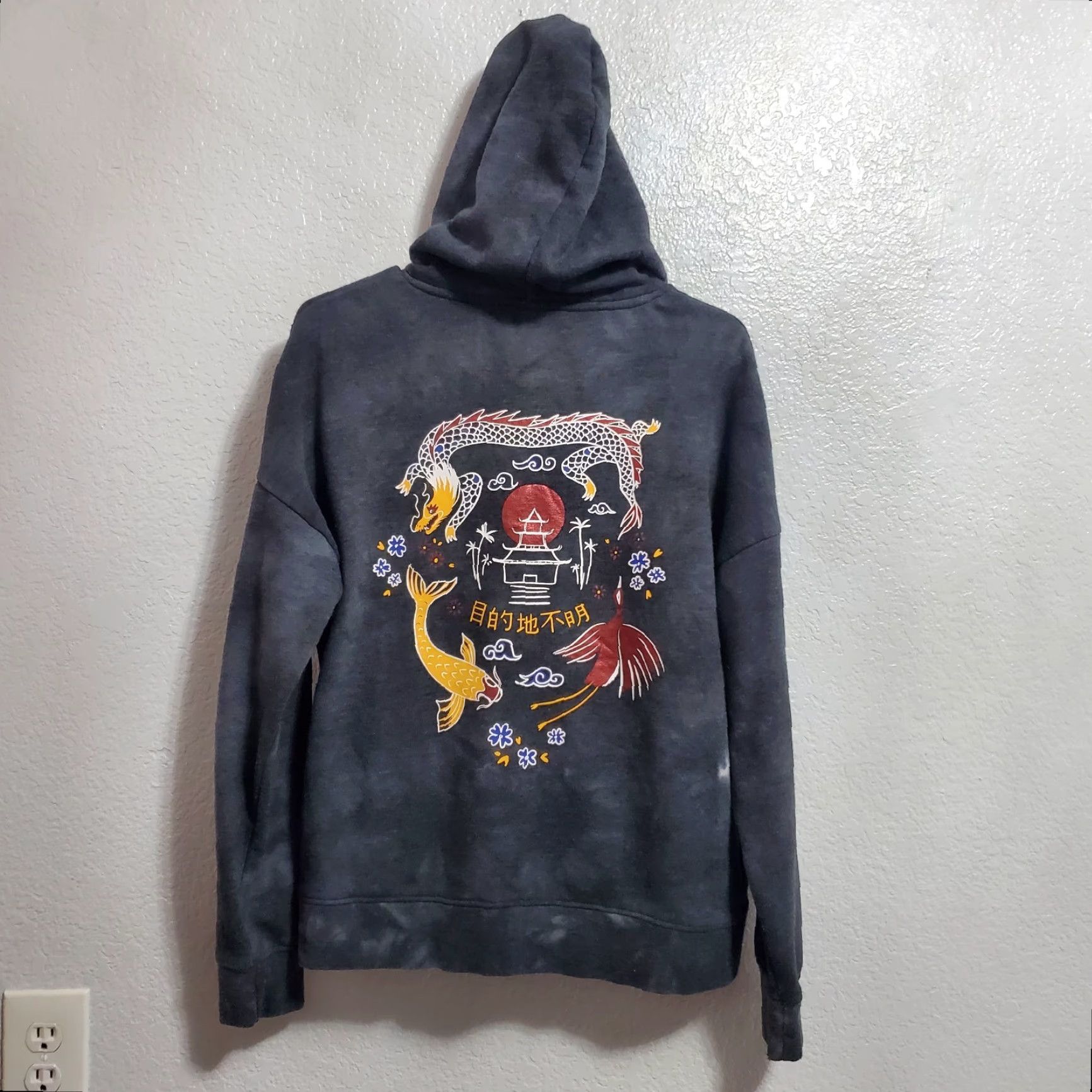 Empyre VINTAGE Empyre Graphic Print Hoodie Men S Gray Tie Dye Japanese Dragon Koi Fish Crane Size US S / EU 44-46 / 1 - 2 Thumbnail