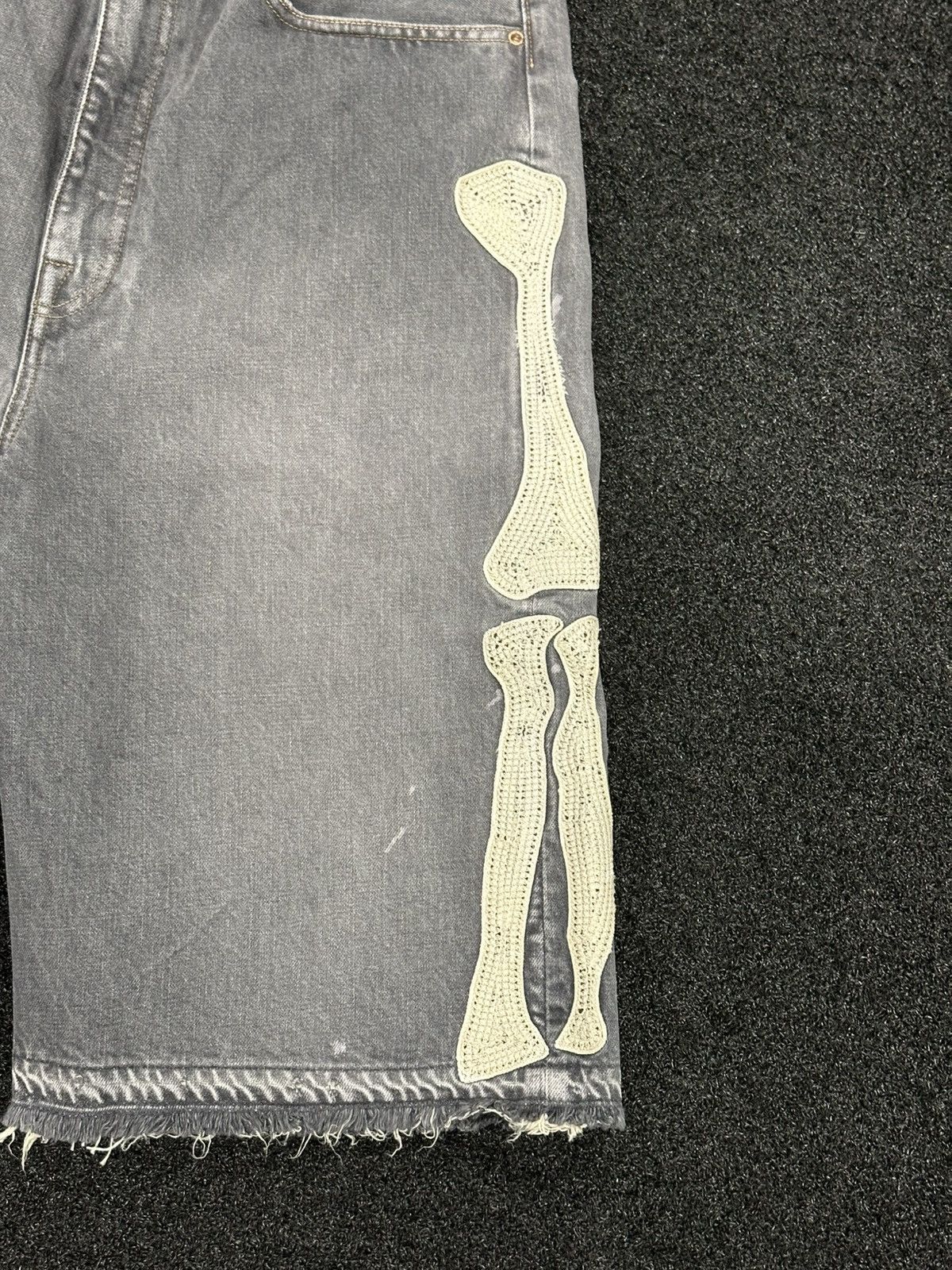 Kapital Kapital Black Denim Short Pants (Bone Embroidery) Size US 36 / EU 52 - 2 Thumbnail
