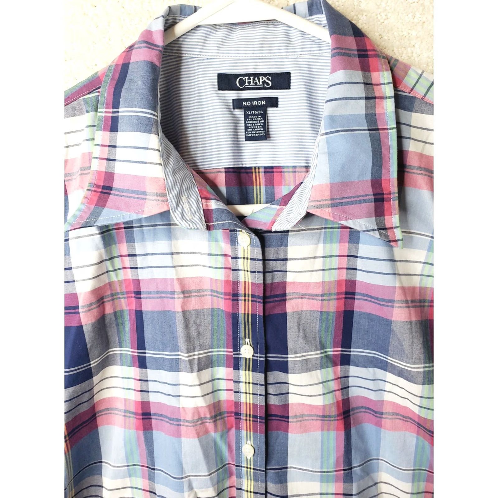 Chaps Chaps Men's XL No Iron Long Sleeve Shirt Button Down Multicolor Plaid Cotton Size US XL / EU 56 / 4 - 4 Thumbnail