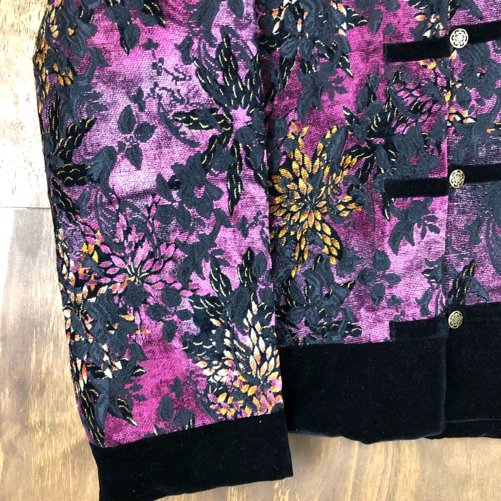 Vintage VINTAGE Wennas Womens Jacket Purple Chinese Style Jacquard Floral Boho 17 Size XXL / US 16-18 / IT 52-54 - 3 Thumbnail