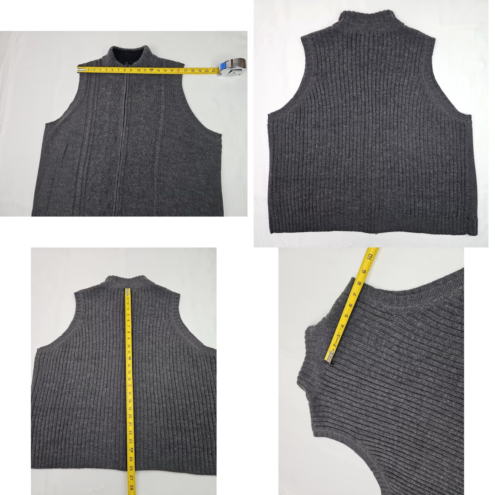 Denim & Co. VINTAGE Denim & Co Denim & Co Tweed Wool Acrylic Blend Full Zip Vest Men 3X (54" Chest) Gray Knit Size XXL / US 16-18 / IT 52-54 - 8 Thumbnail