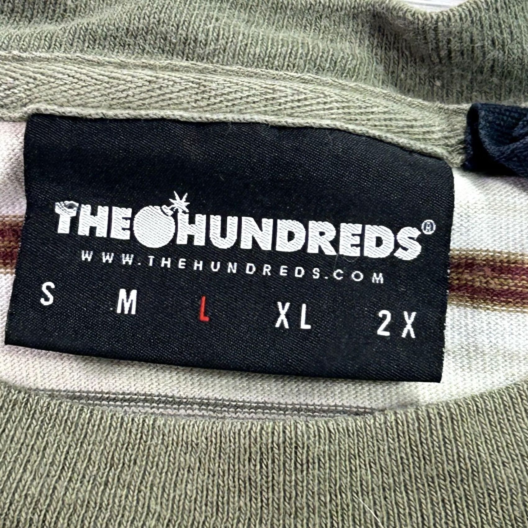 The Hundreds The Hundreds Shirt Mens Large White Green Brown Striped Logo Crewn Tee Size US L / EU 52-54 / 3 - 4 Thumbnail