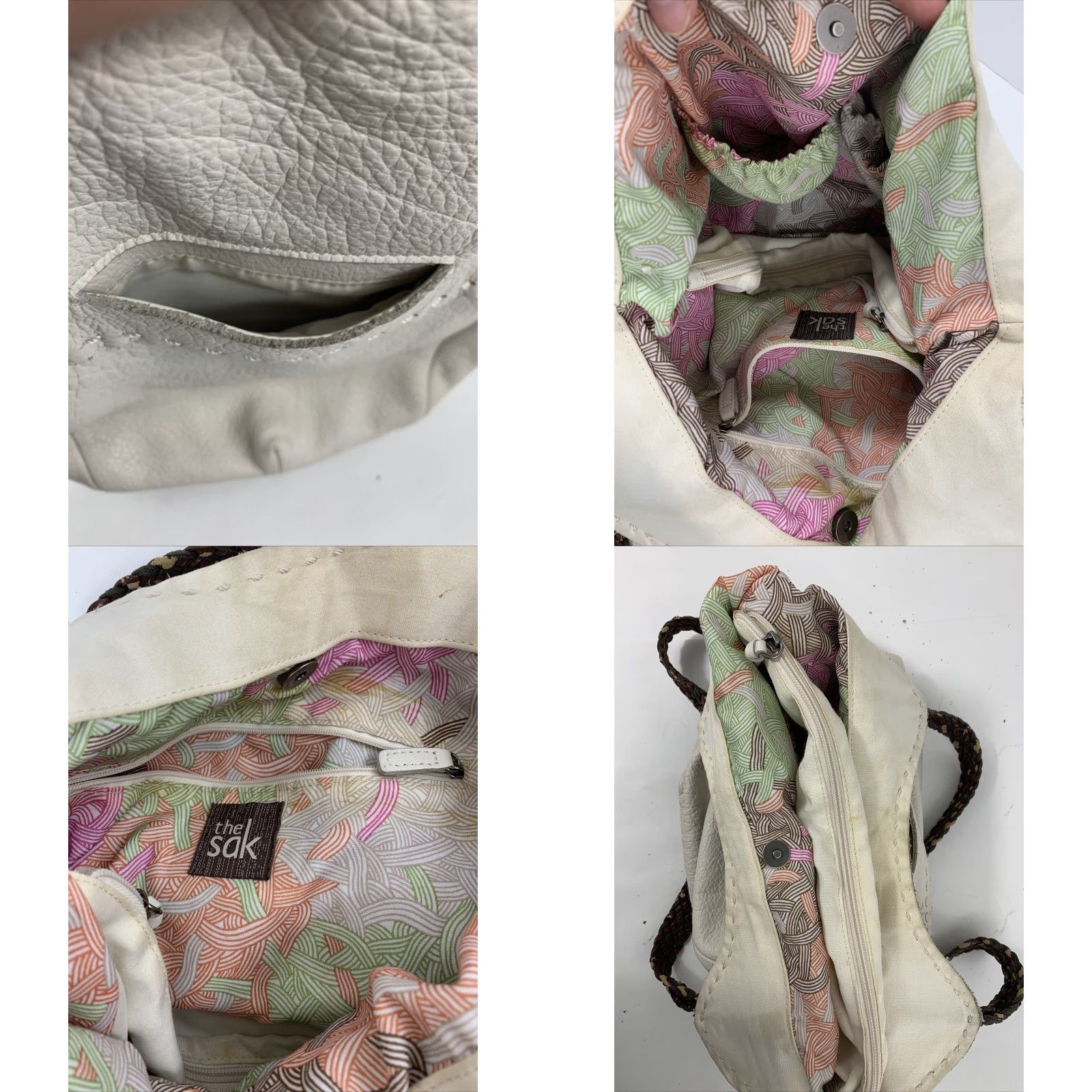 The Sak VINTAGE THE SAK White pebbled leather hobo shoulder bag - braided strap boho tote Size ONE SIZE - 8 Thumbnail