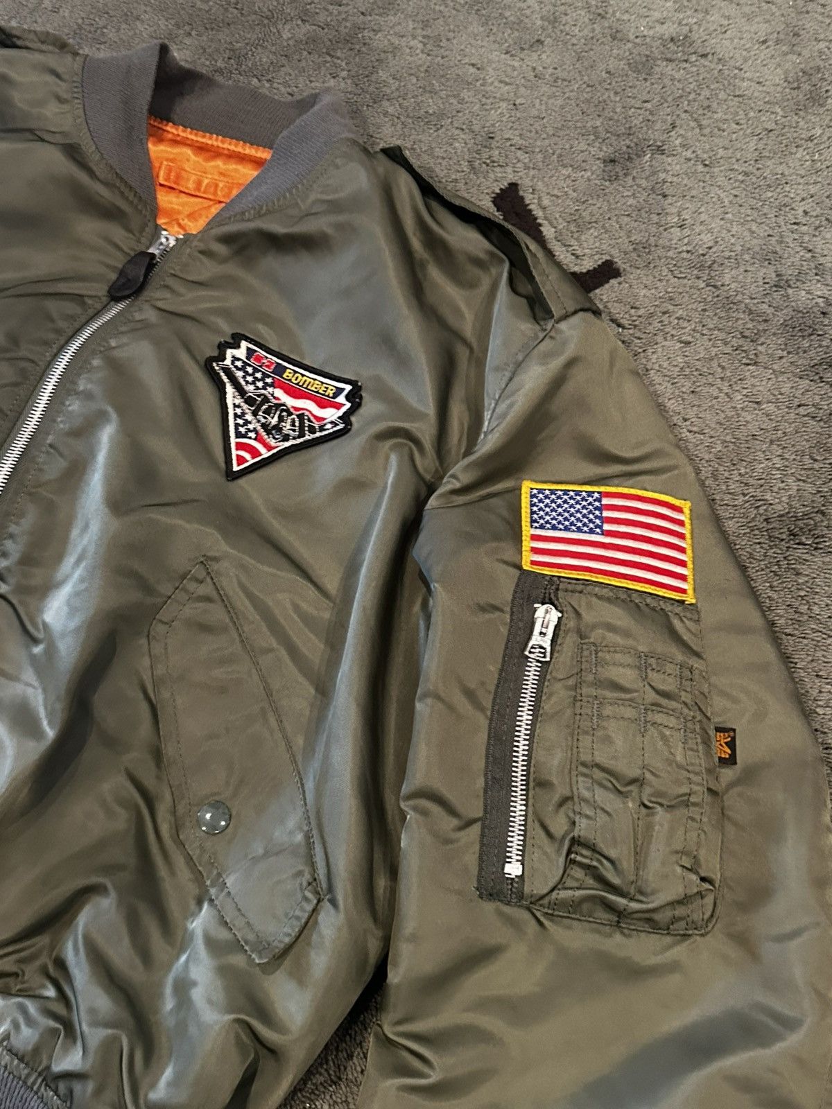 Vintage Vintage 70’s B-2 Stealth Alpha Industy Patched Bomber Jacket Size US XL / EU 56 / 4 - 10 Thumbnail