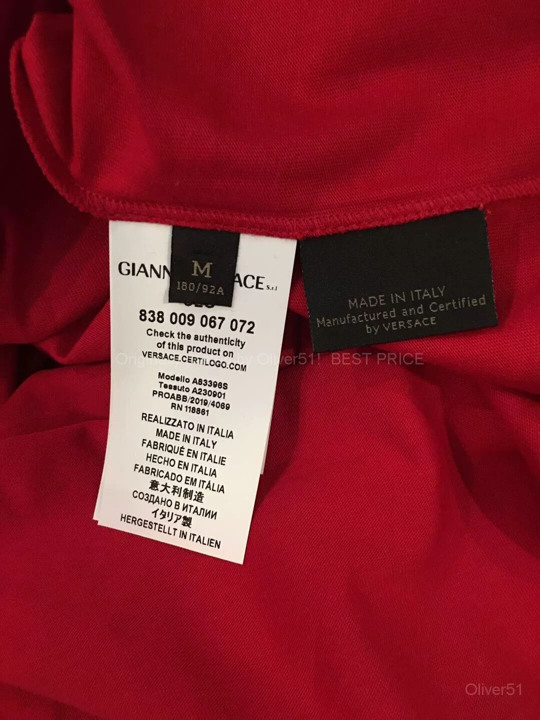 Versace Versace Italy-Made Medusa Red Short Sleeve BFAJIJK413 Size US M / EU 48-50 / 2 - 5 Thumbnail