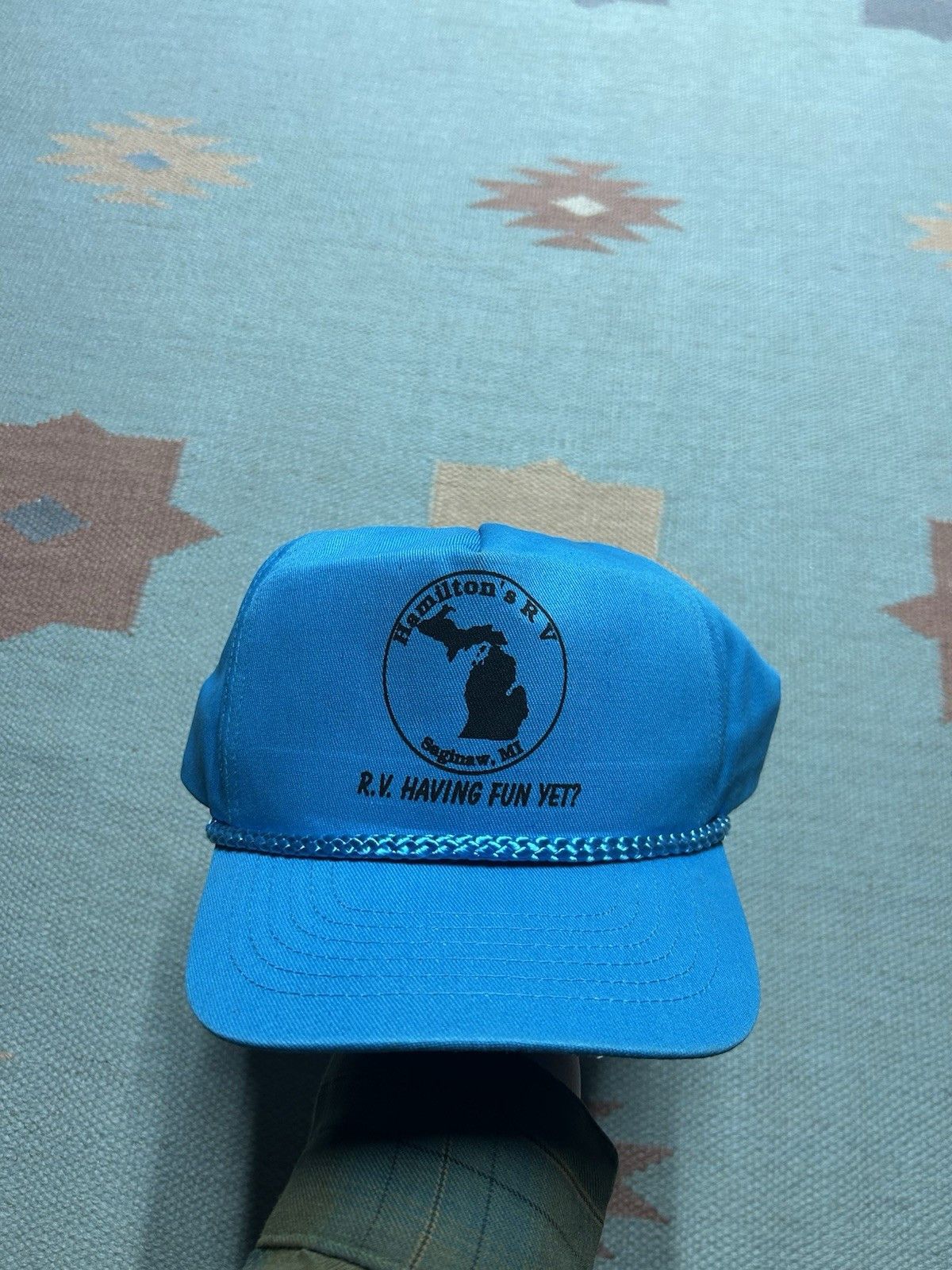 Vintage Vtg SnapBack hat Hamilton’s RV Saginaw Michigan blue rope Size ONE SIZE - 2 Thumbnail