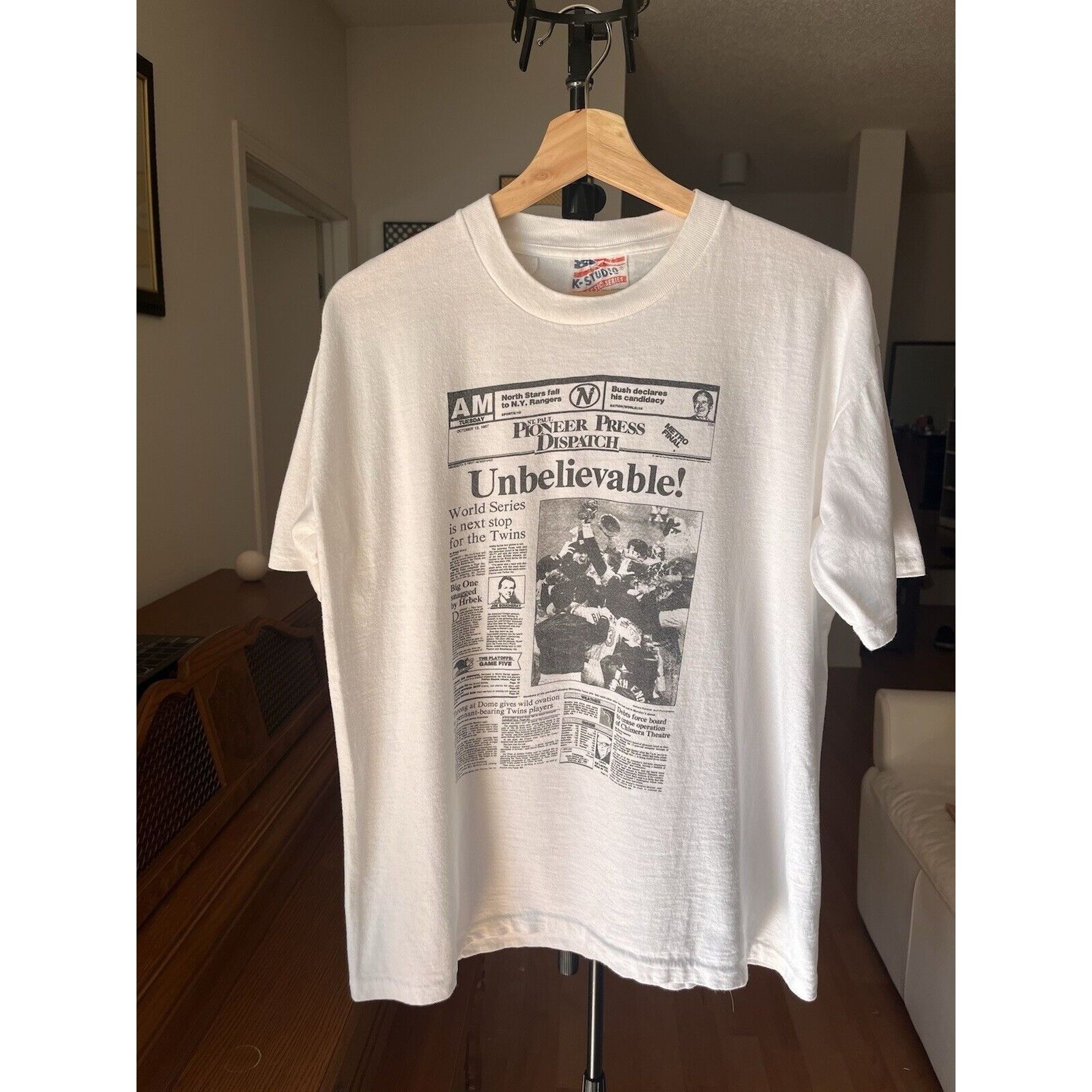 MLB VINTAGE MLB WORLD SERIES MN TWINS SINGLE STITCH T SHIRT 80S Size US XL / EU 56 / 4 - 1 Thumbnail