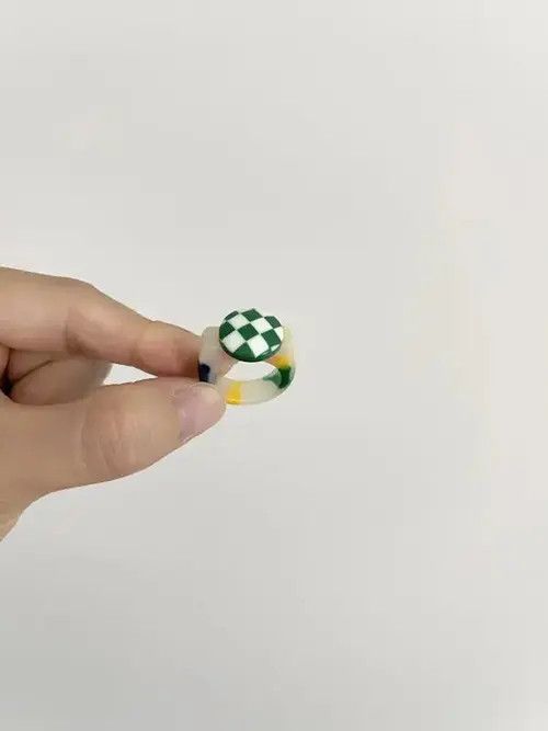Vintage STEAL! Y2K Japan 3D checkerboard Ring Size ONE SIZE - 4 Thumbnail