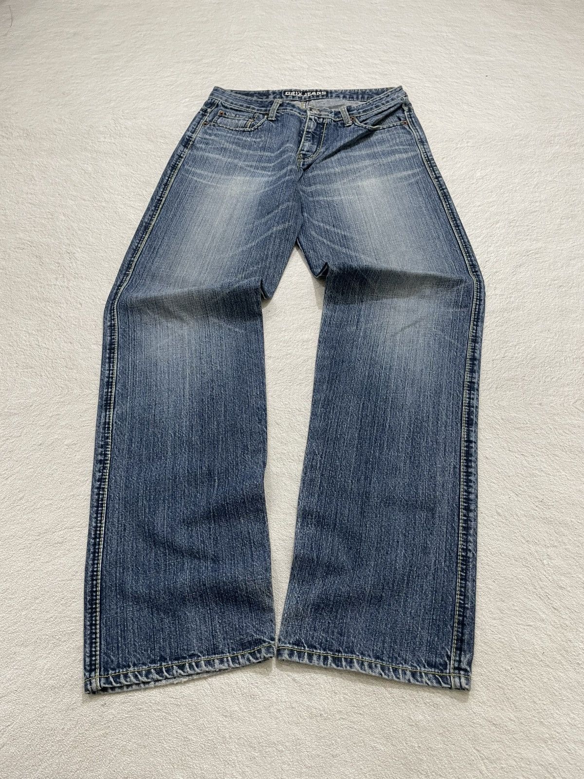 Japanese Brand 2000s Orix Jeans Distressed Wash Denim Y2K Size US 28 / EU 44 - 1 Thumbnail