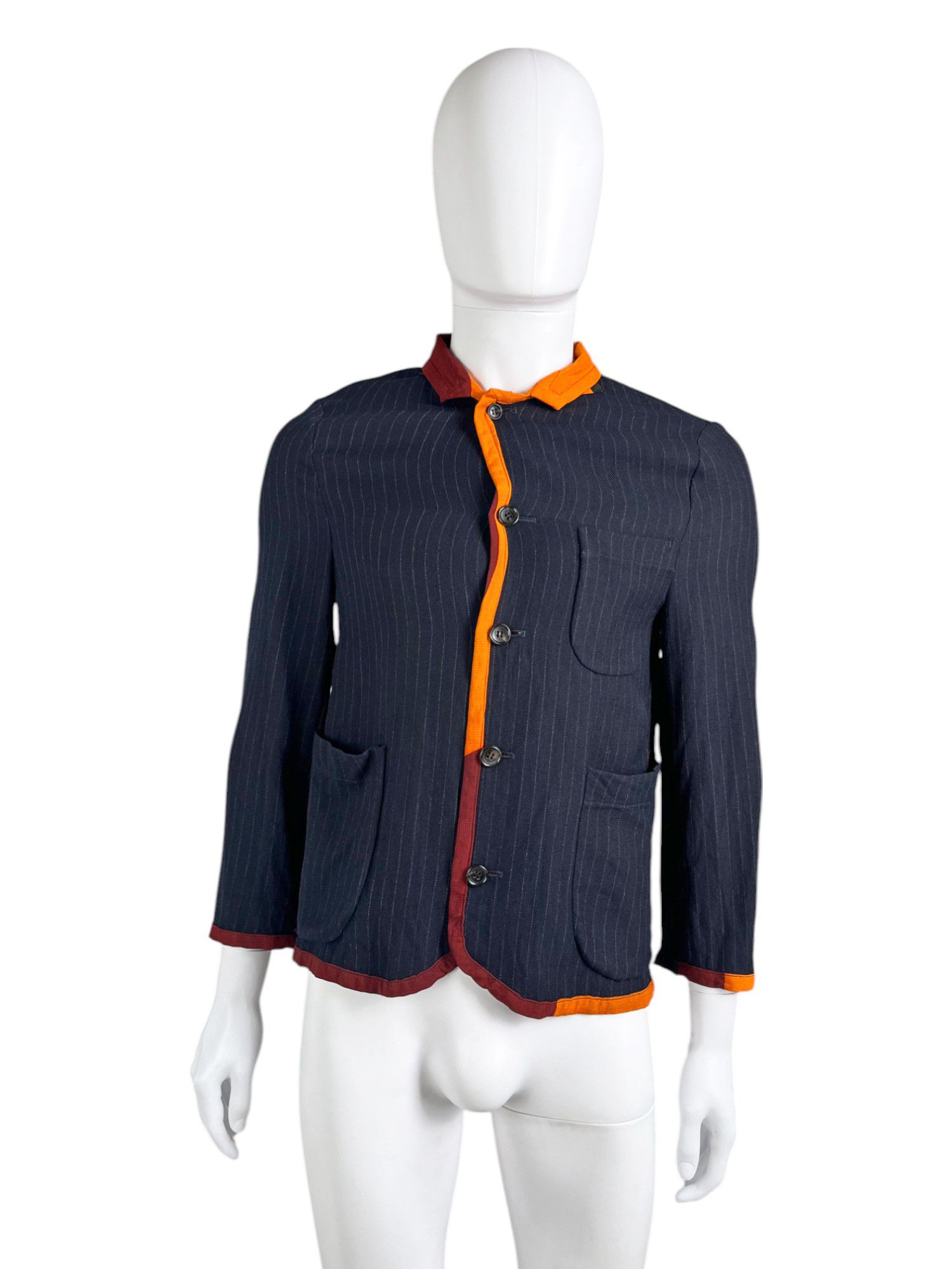 Comme des Garcons Homme Plus S/S 2001 Multicolor Striped Wool Blue Blazer Size US S / EU 44-46 / 1 - 1 Thumbnail