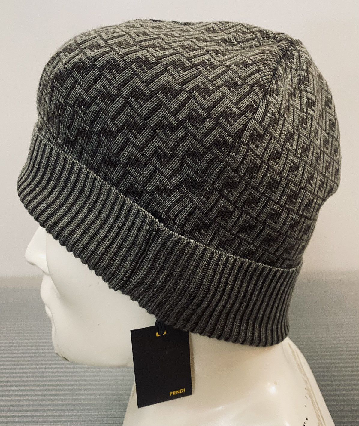 Fendi Fendi 🇮🇹 Khaki Wool micro FF Beanie unisex NEW Size ONE SIZE - 6 Thumbnail