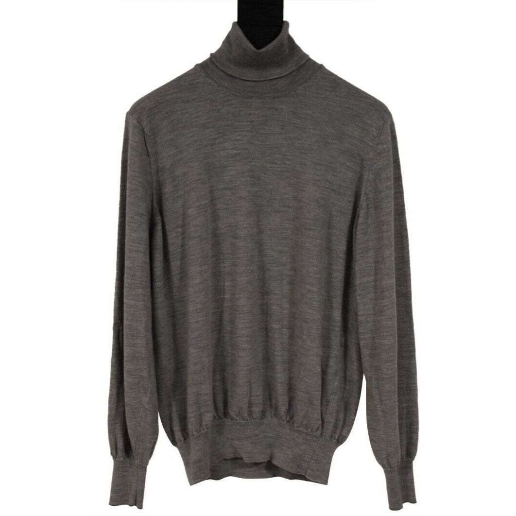 Brunello Cucinelli Turtleneck Sweater Gray Wool Cashmere Size US XL / EU 56 / 4 - 1 Thumbnail