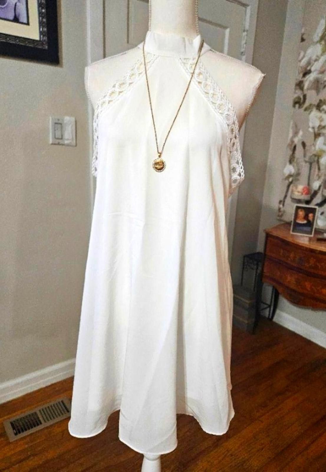 Lulus LuLu's White Lace Halter Dress - Perfect for Summer #66 Size M / US 6-8 / IT 42-44 - 1 Thumbnail
