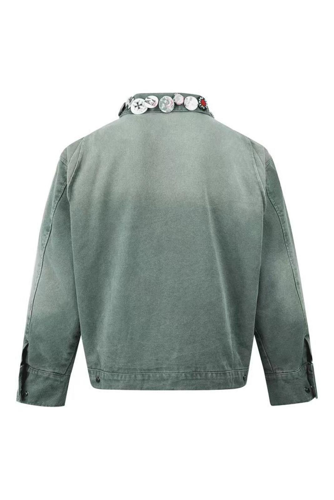 Vintage Green Utility Jacket with Button Collar Pins Size US M / EU 48-50 / 2 - 3 Thumbnail