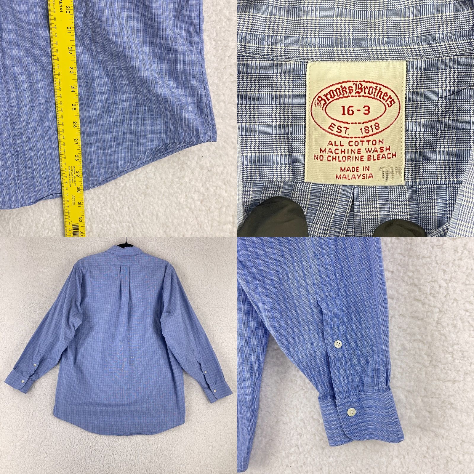 Brooks Brothers Brooks Brothers Button-Down Dress Shirt Mens Large Blue All Cotton Long Sleeve Size 42R - 8 Thumbnail