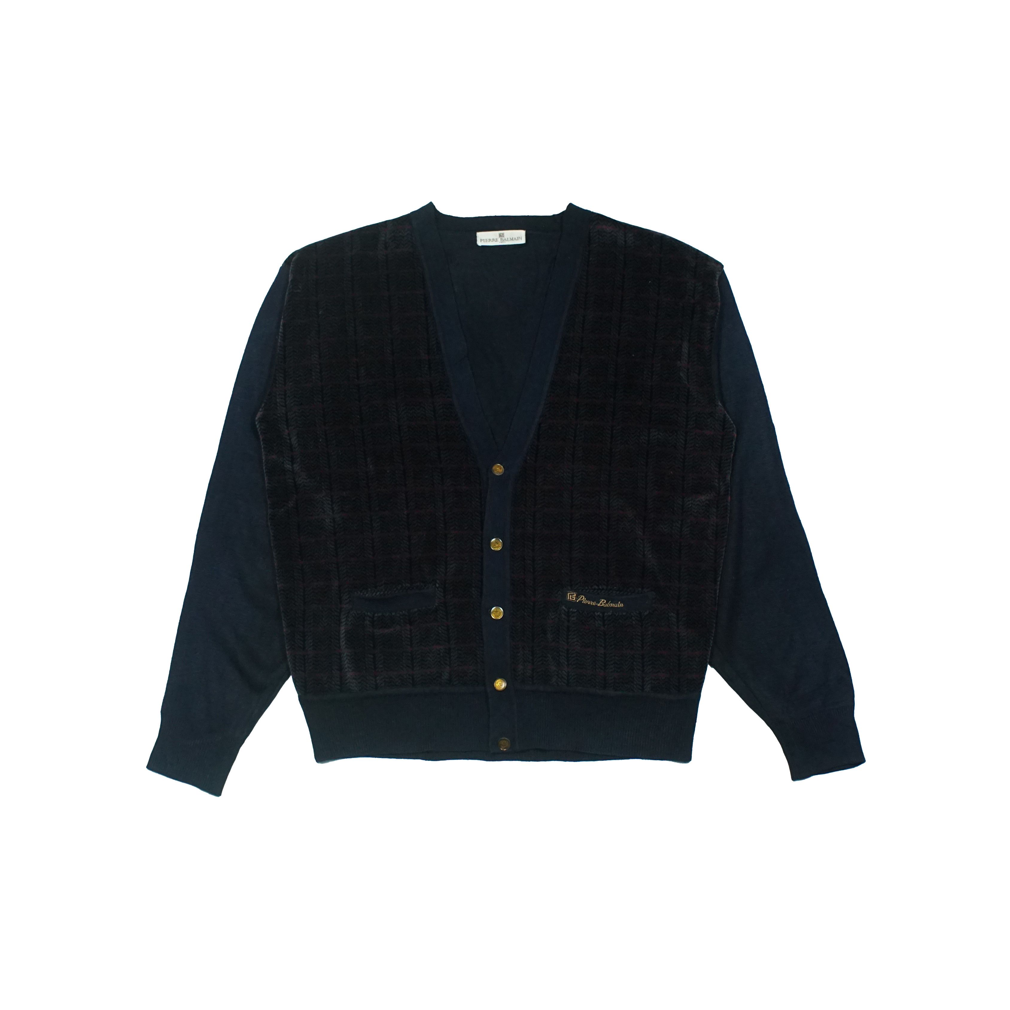 Pierre Balmain *NoTariff 90s Pierre Balmain Velvet Knit Cardigan Size US M / EU 48-50 / 2 - 1 Thumbnail