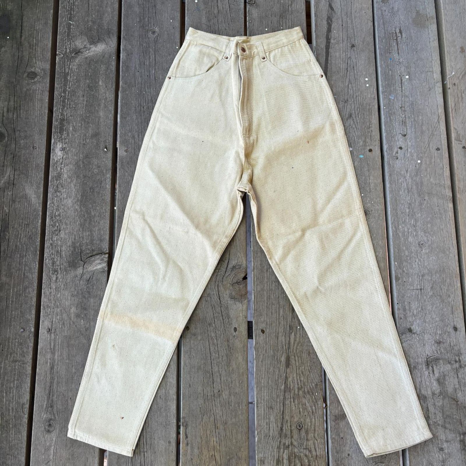 Vintage 1950s Stiff Cotton Tan Western Cowgirl Pants Deadstock 24x27 Size 24" / US 00 / IT 34 - 3 Thumbnail