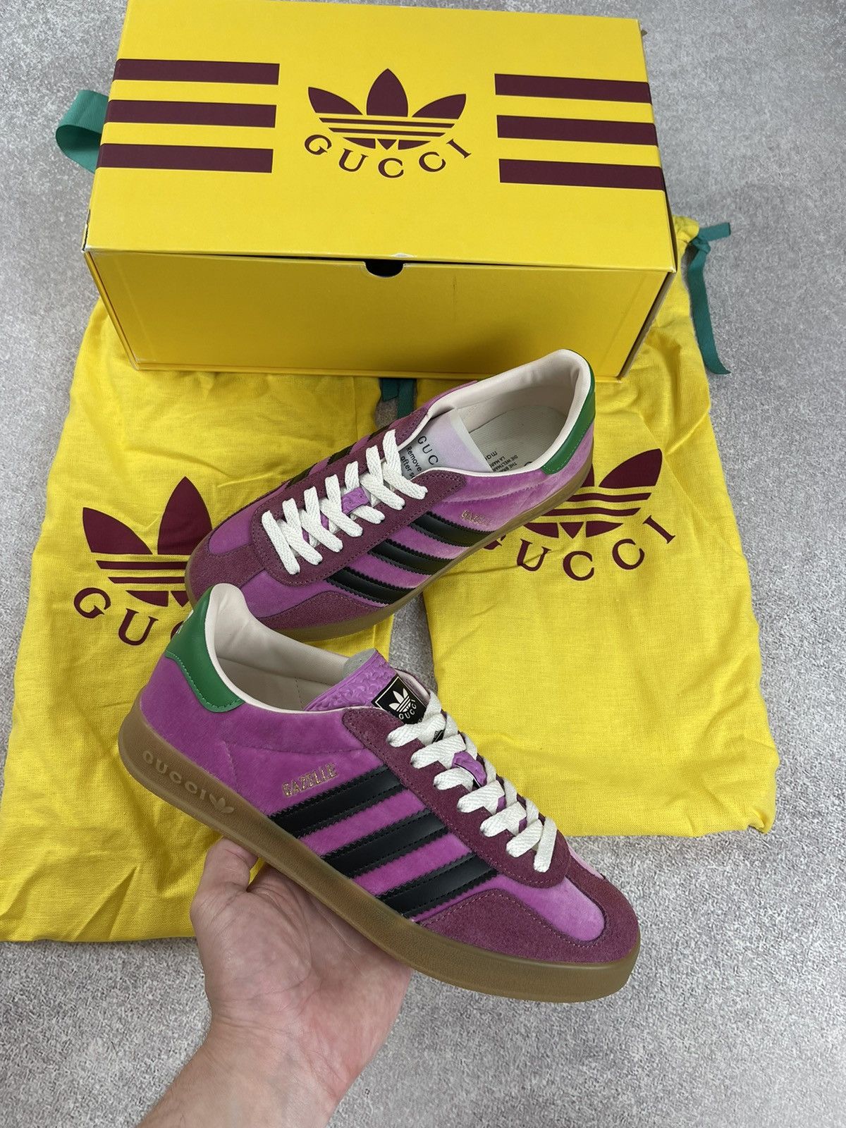 Adidas × Gucci Adidas x Gucci Gazelle Velvet Pink Size 39 1/3 Size US 7.5 / IT 37.5 - 8 Thumbnail