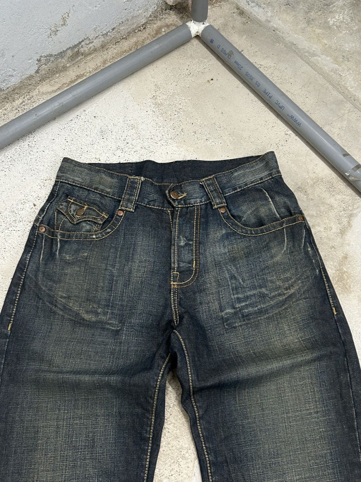 Le Grande Bleu (L.G.B.) Vintage Baggy Jeans Bonaventure Brand Mud Washed Size US 31 - 5 Thumbnail