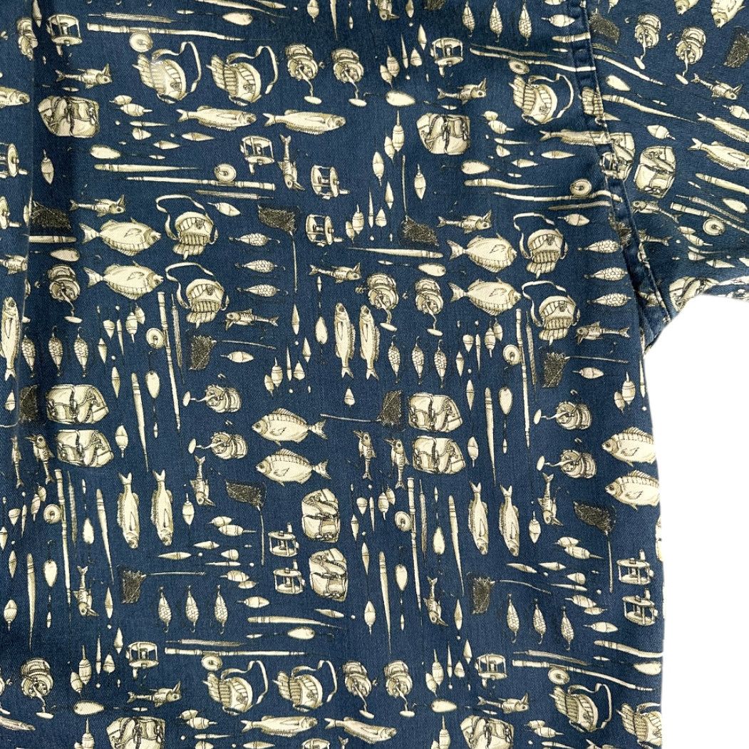 Vintage VINTAGE Woolrich Shirt Adult XL Blue Fishing Tackle Reel Button-Up Short Sleeve Woolrich Mens Shirt XL Blue Fishing Tackle Reel Pattern Size US XL / EU 56 / 4 - 6 Thumbnail
