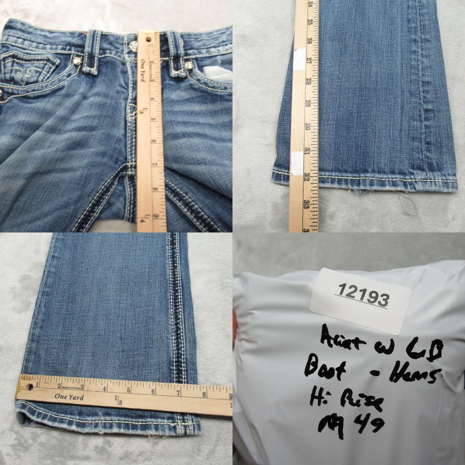 Vintage Rock Revival Jeans Womens 27 Medium Wash Denim Alanis Boot Cut Embellished 27x32 Size 27" / US 4 / IT 40 - 9 Thumbnail