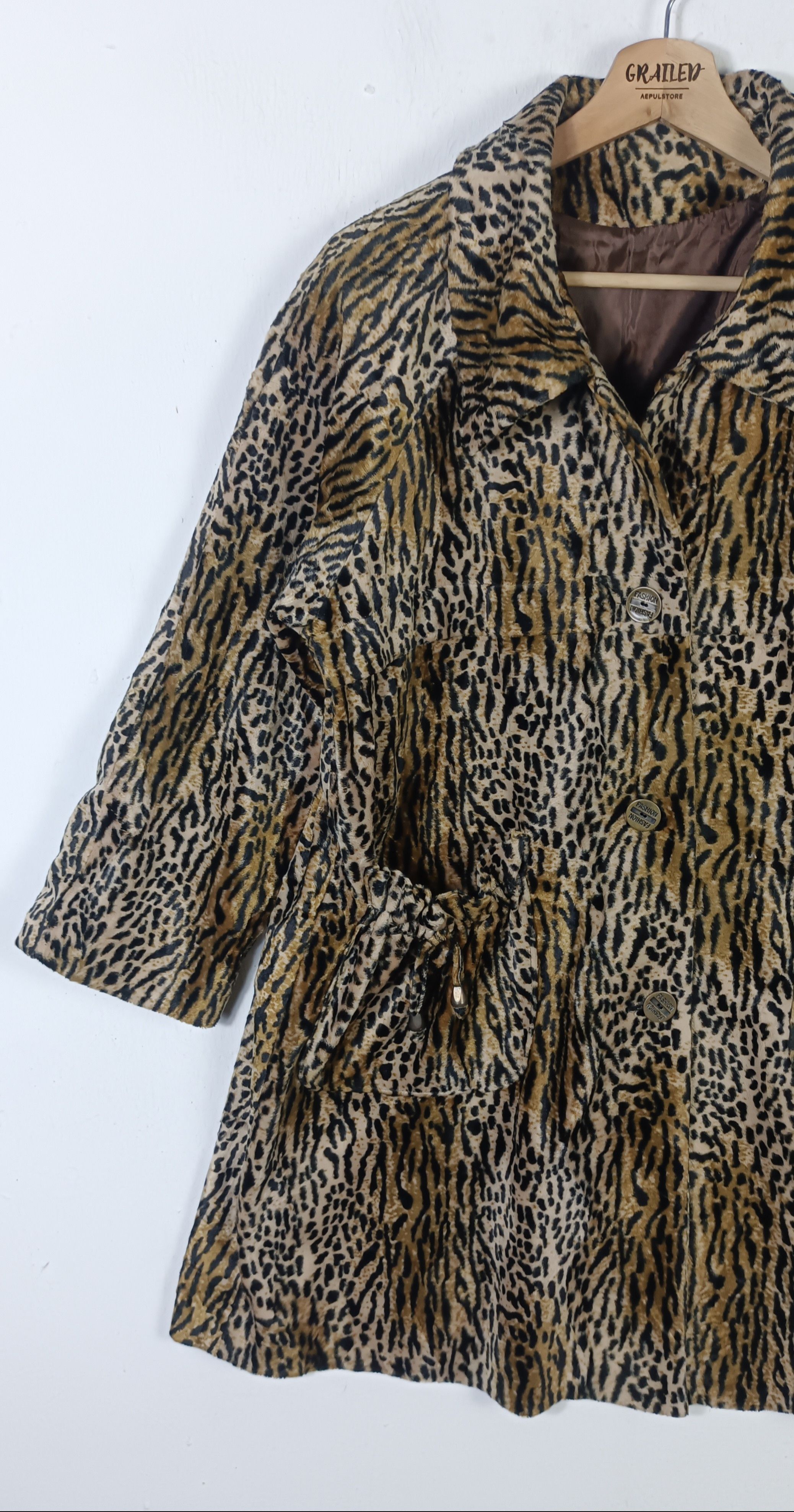 Japanese Brand Unisex🔥Leopard Faux fur Coat "Fashion" Size US L / EU 52-54 / 3 - 4 Thumbnail