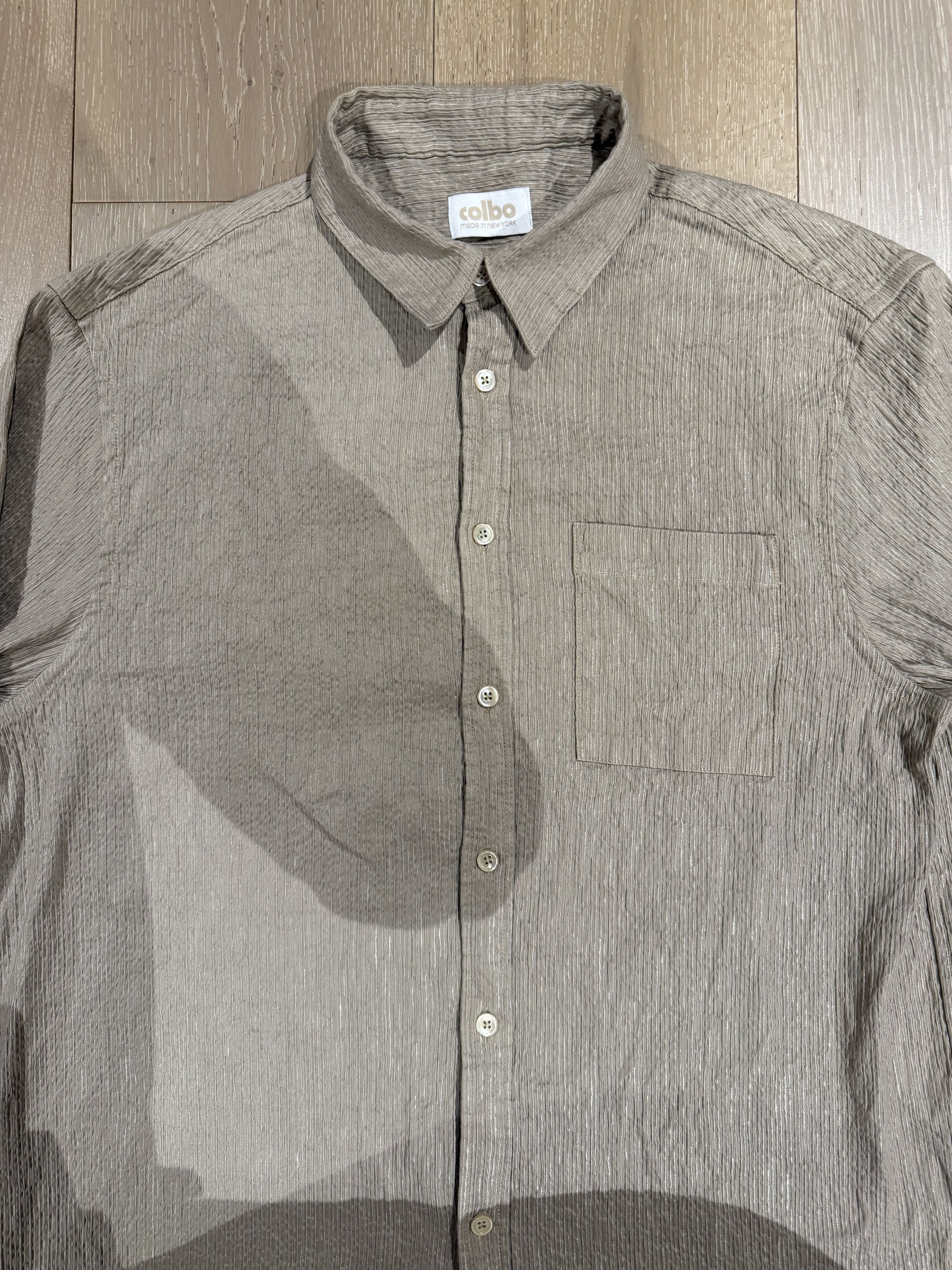 Colbo 💚 1/12 Colbo NYC Silk/Cotton TK Shirt Taupe Medium NEW Size US M / EU 48-50 / 2 - 6 Thumbnail