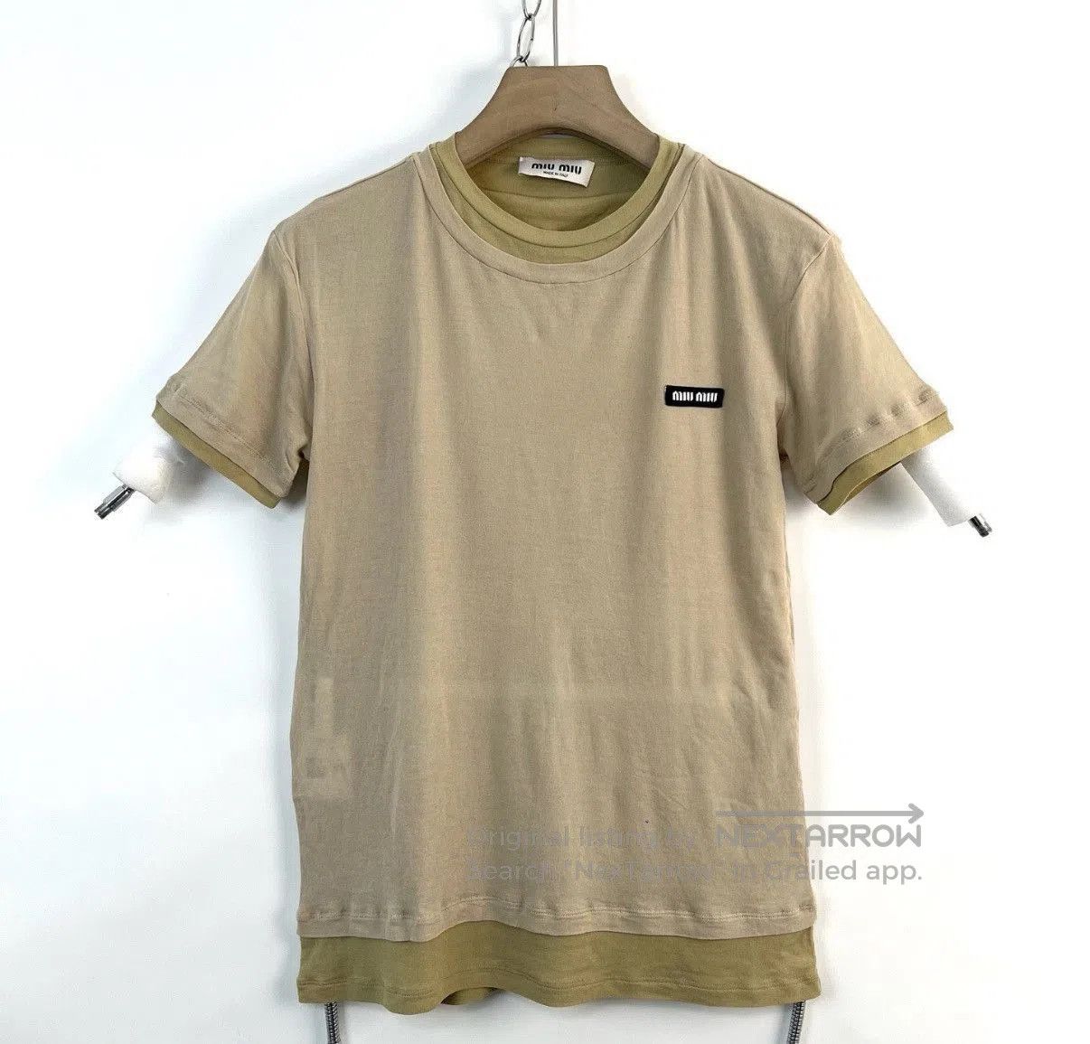 Miu Miu Beige Short-Sleeve Layered T-Shirt XS. Size US XS / EU 42 / 0 - 1 Thumbnail