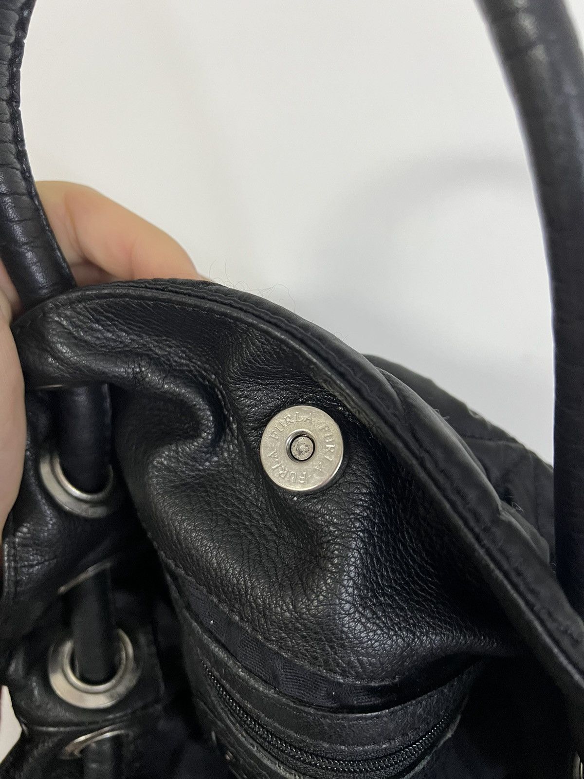 Furla Furla black satin bag double leather handles Size ONE SIZE - 4 Thumbnail