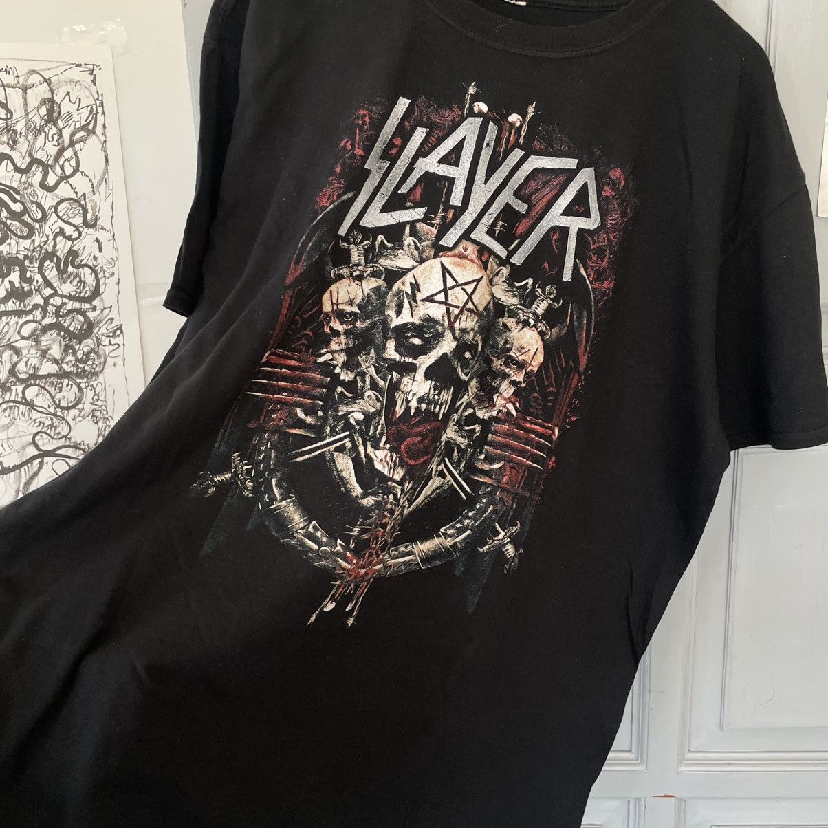 Slayer Vintage Slayer World tour 2018 Black Shirt Size US XL / EU 56 / 4 - 4 Thumbnail