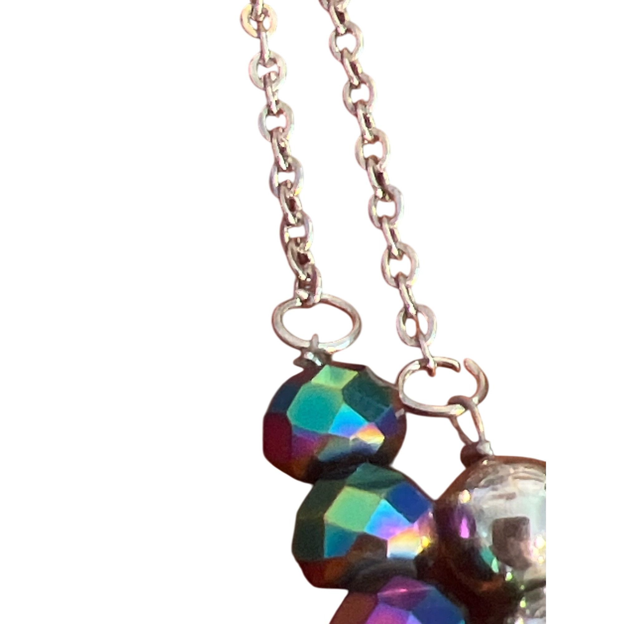 Other Iridescent Glass Beaded Double Strand Chain Necklace Adjusta Size ONE SIZE - 3 Thumbnail