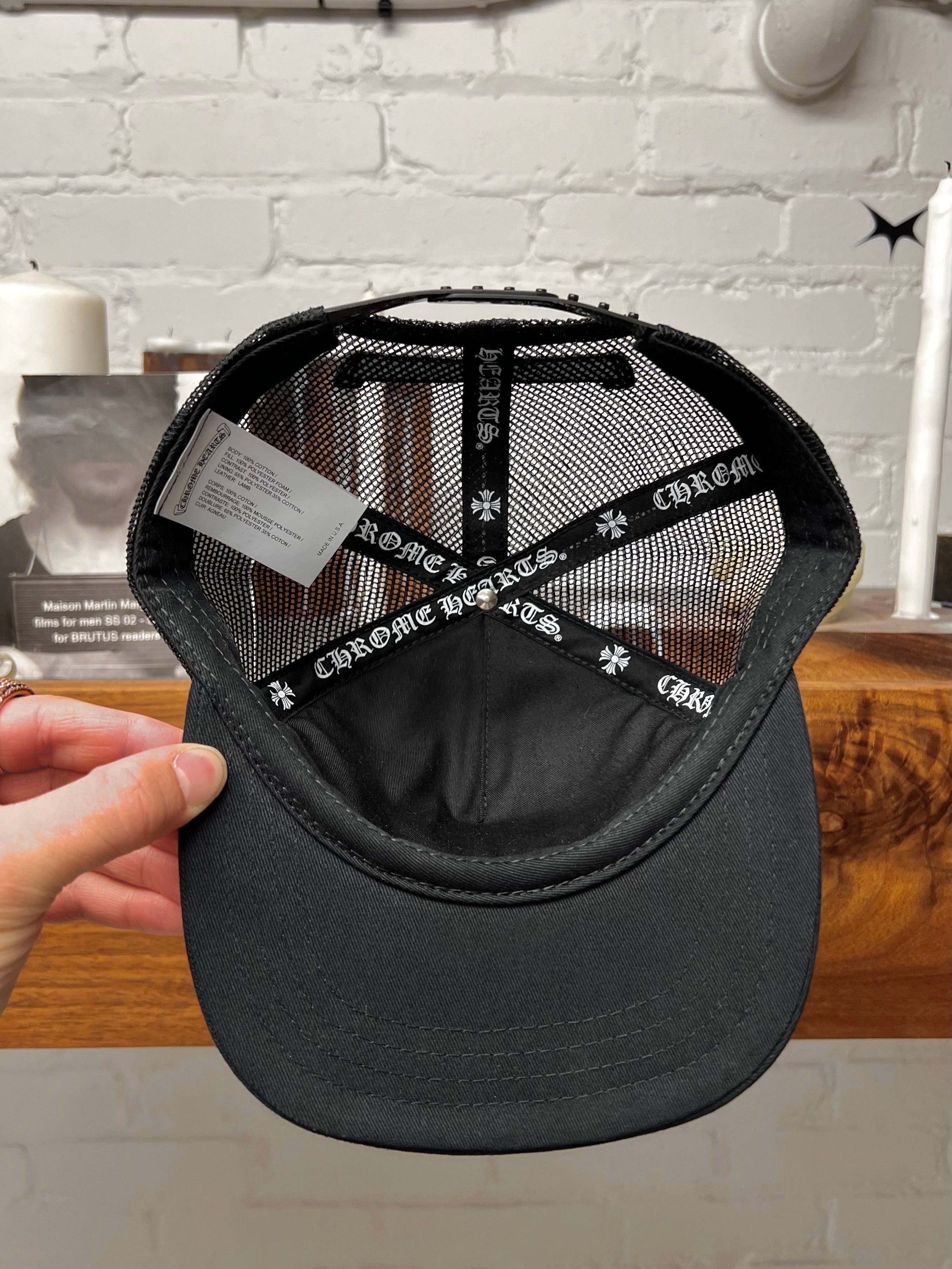 Chrome Hearts Chrome Hearts Leather ‘Cemetery’ Triple Cross Patch Snap Back Hat Size ONE SIZE - 5 Thumbnail