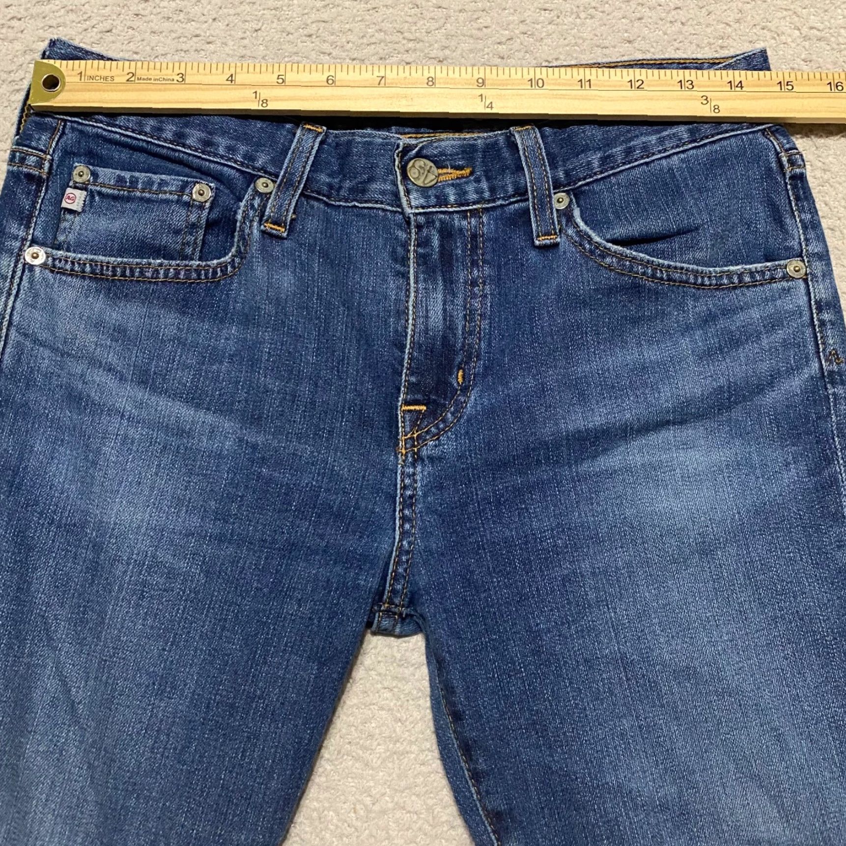 Denime AG Adriano Goldschmied Jeans Women's Slim Straight Blue Denim Dark Wash 26 5-Pocket Design Button Zipper Mid Rise Adult Regular Jeans Womens BB Size 26" / US 2 / IT 38 - 5 Thumbnail